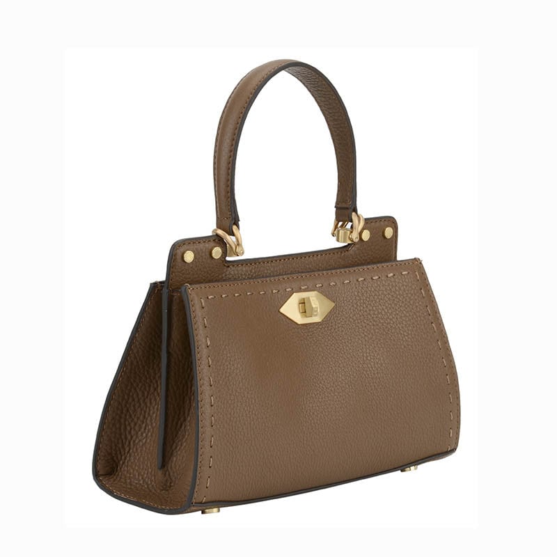 Leather clutch bag POURCHET Brown