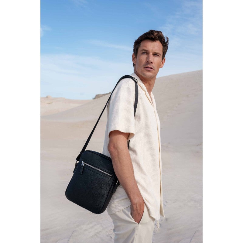 Crossbody bag in cowhide leather POURCHET Black