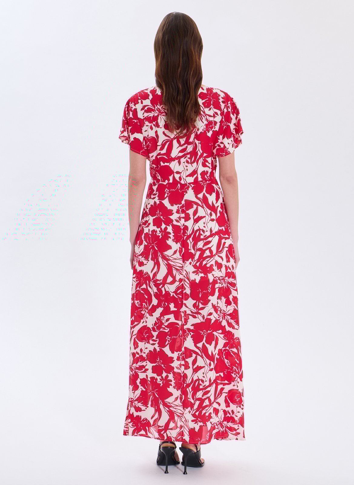 Fitted printed midi dress ZAPA Red