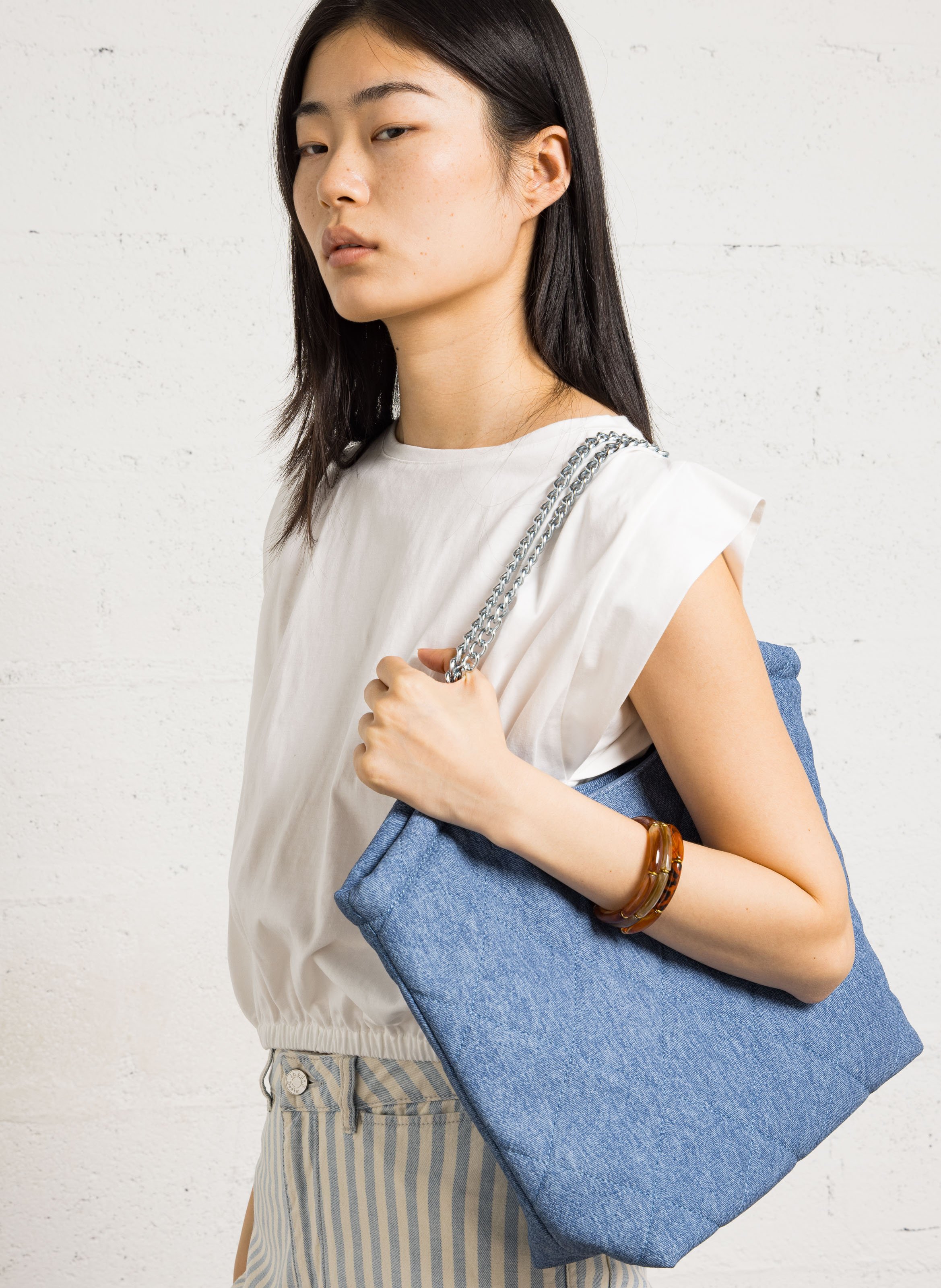 Schoudertas van denim AU PRINTEMPS PARIS Blauw