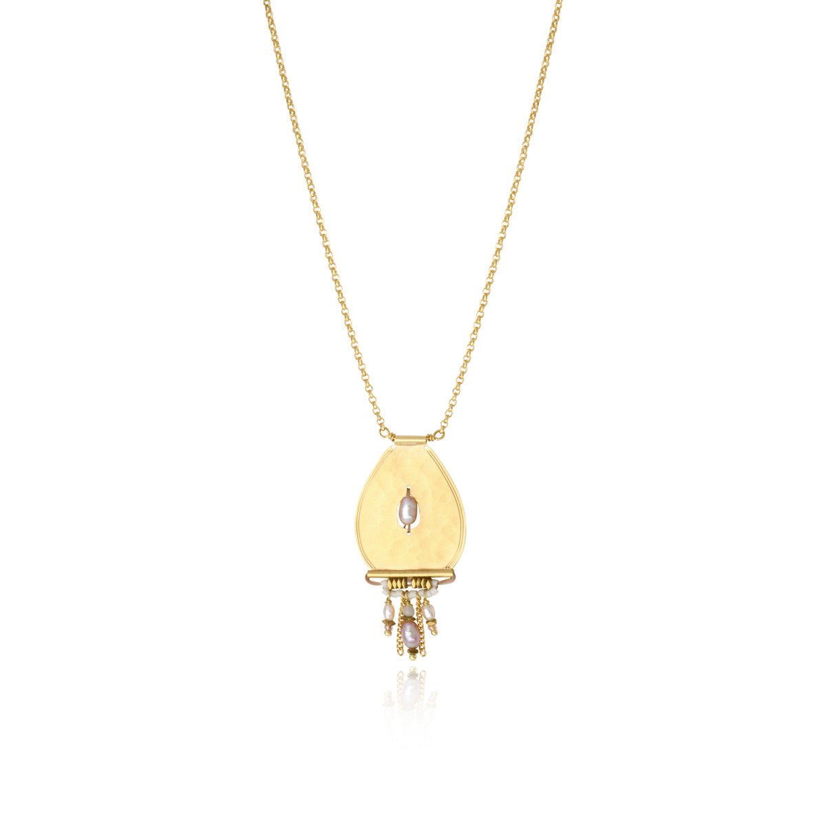 Gold-plated necklace SATELLITE PARIS White