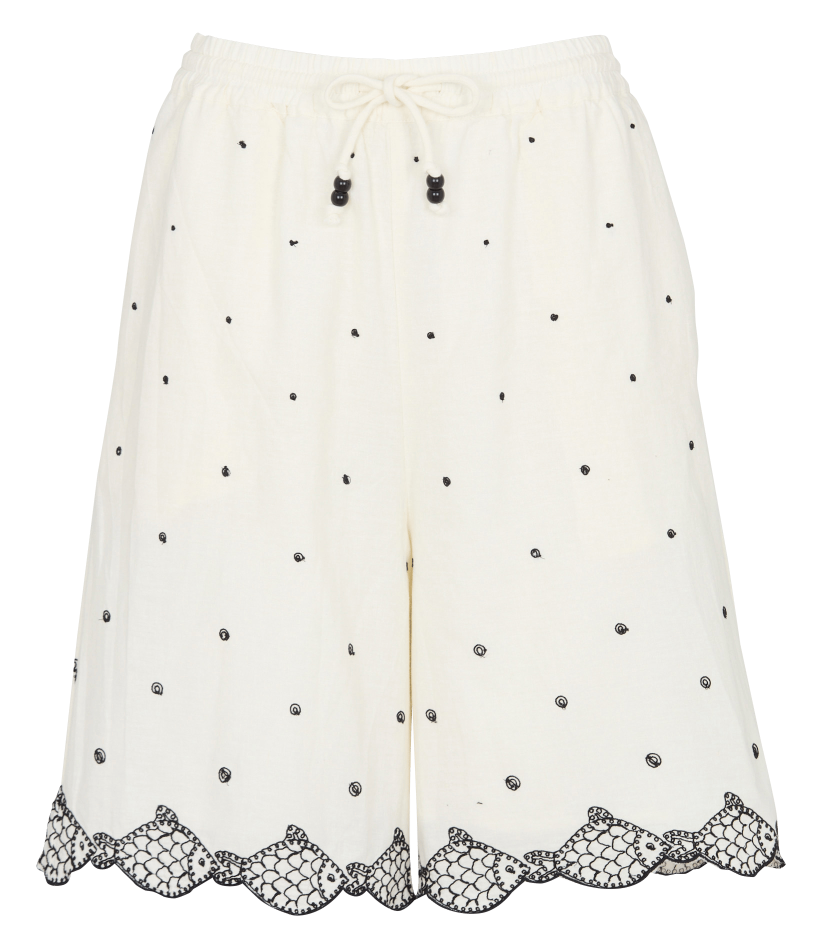 Short droit en coton mélangé brodé FABIENNE CHAPOT Blanc