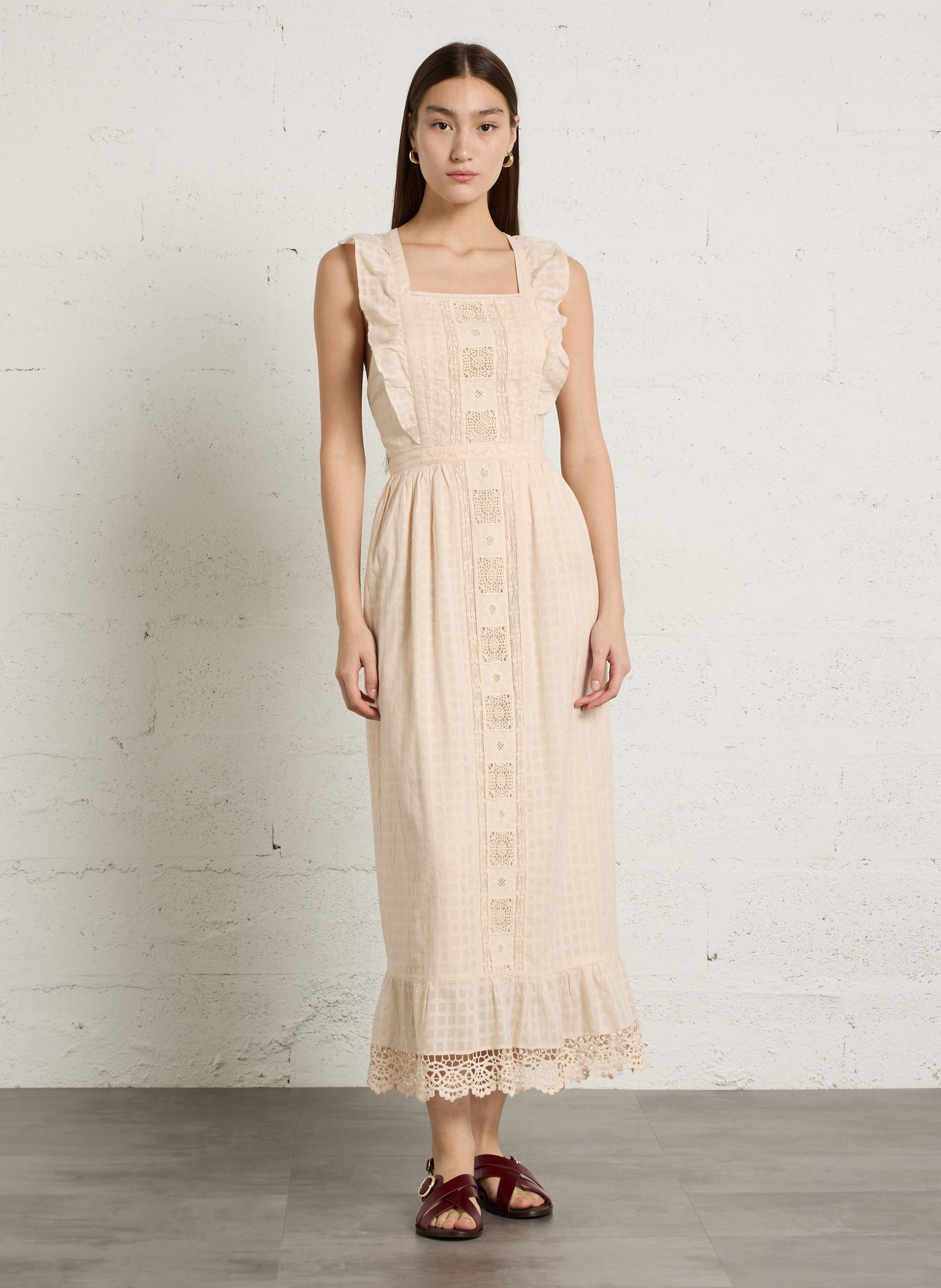 Robe longue ras du cou en coton bio LOUISE MISHA Blanc