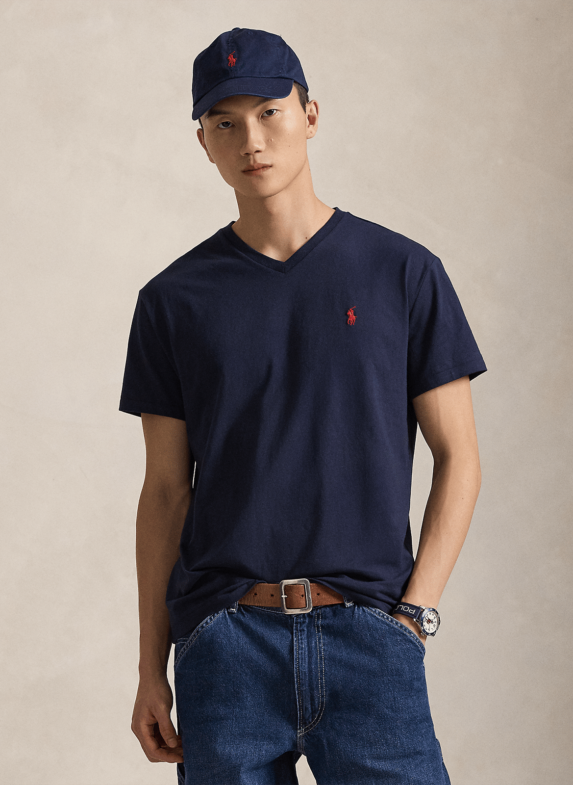 Baumwoll-T-Shirt mit U-Boot-Ausschnitt POLO RALPH LAUREN