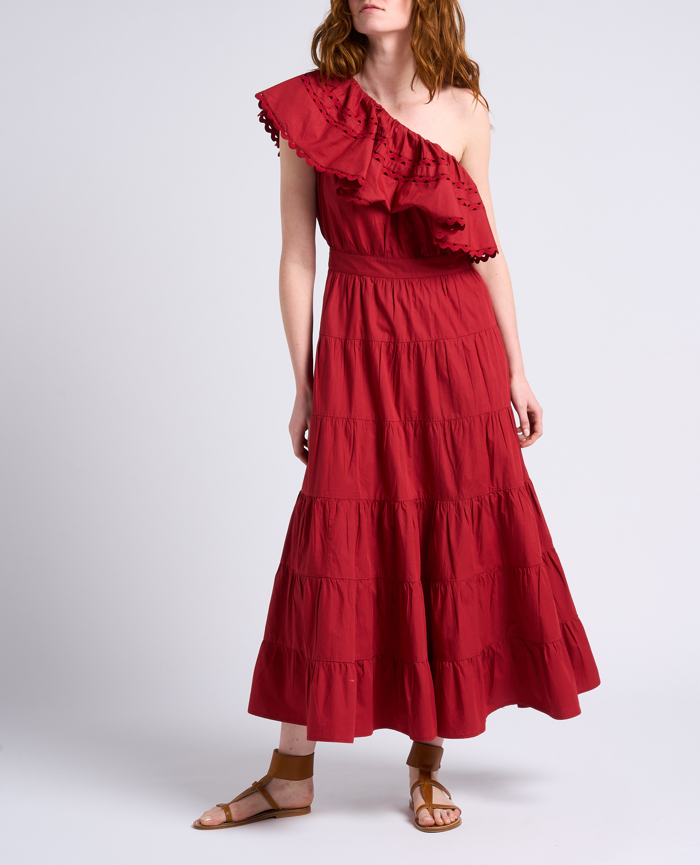 Robe longue col bardo asymétrique en coton ANTIK BATIK Marron