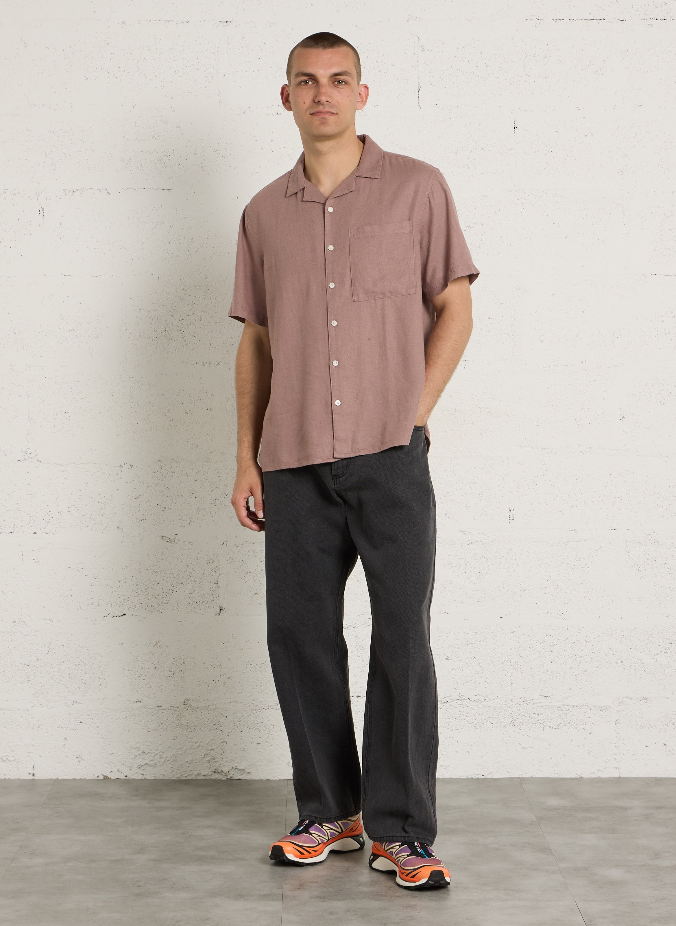 Linen-blend shirt SOLID Purple
