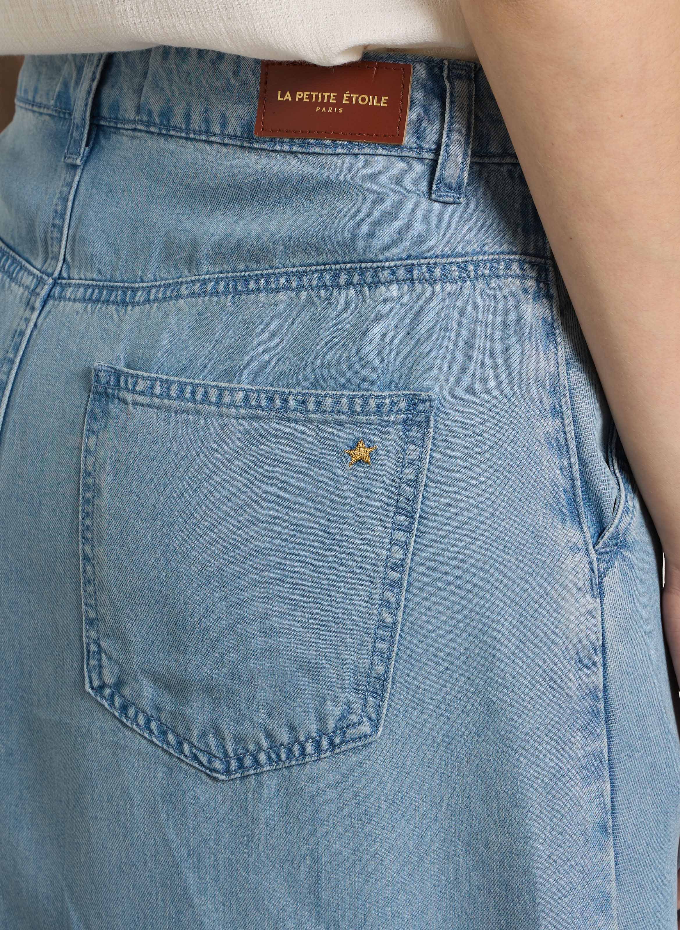 Halflange, soepelvallende, gerende rok LA PETITE ETOILE Jeans Stone