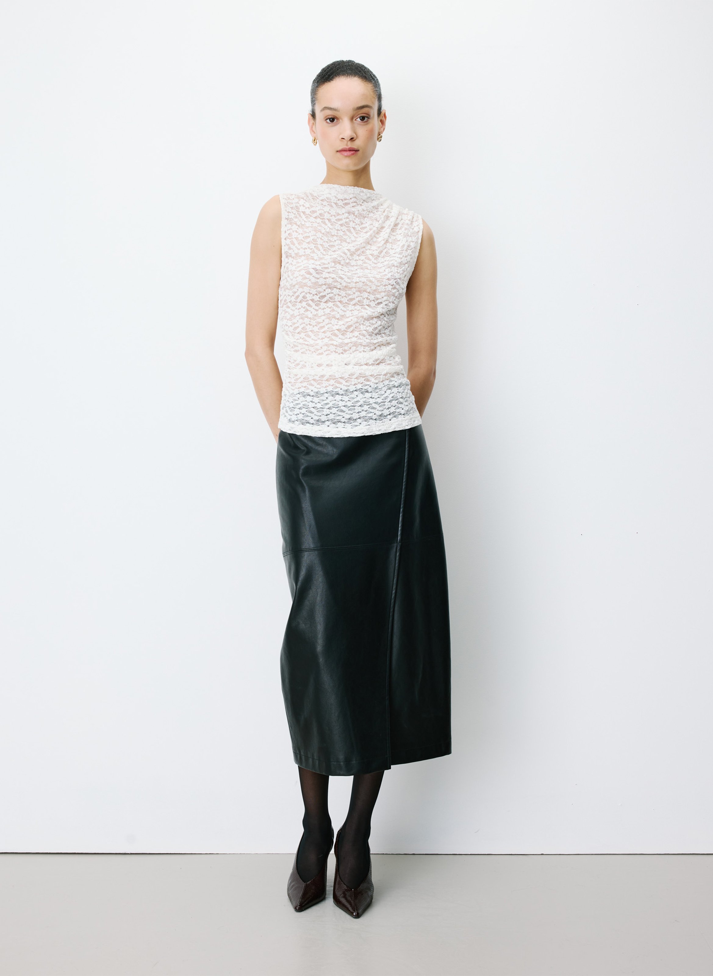 Round neck draped top GRACE ET MILA White