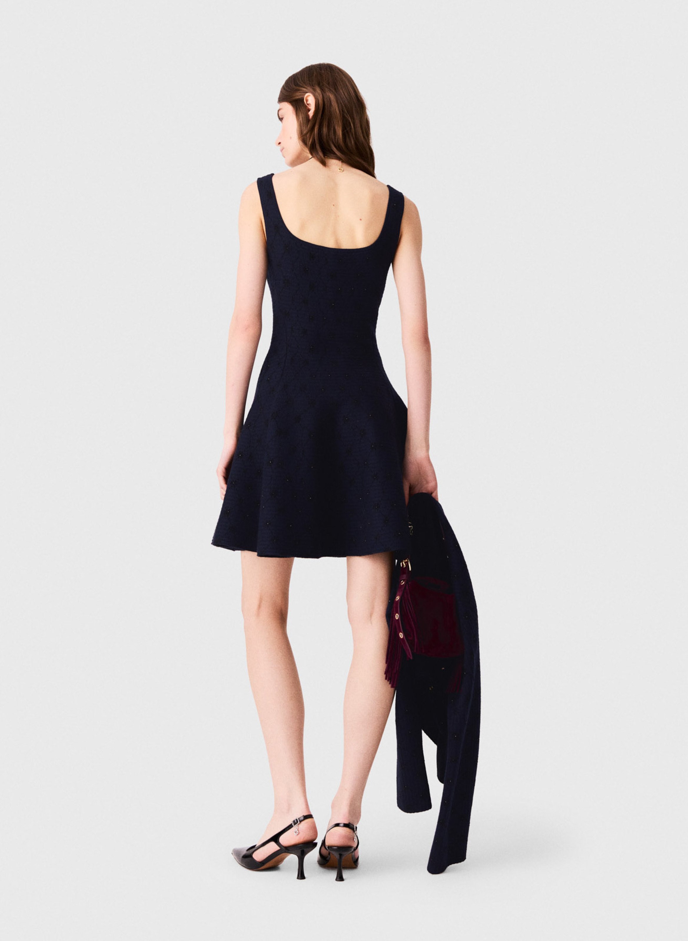 Robe courte col rond évasée MAJE Bleu