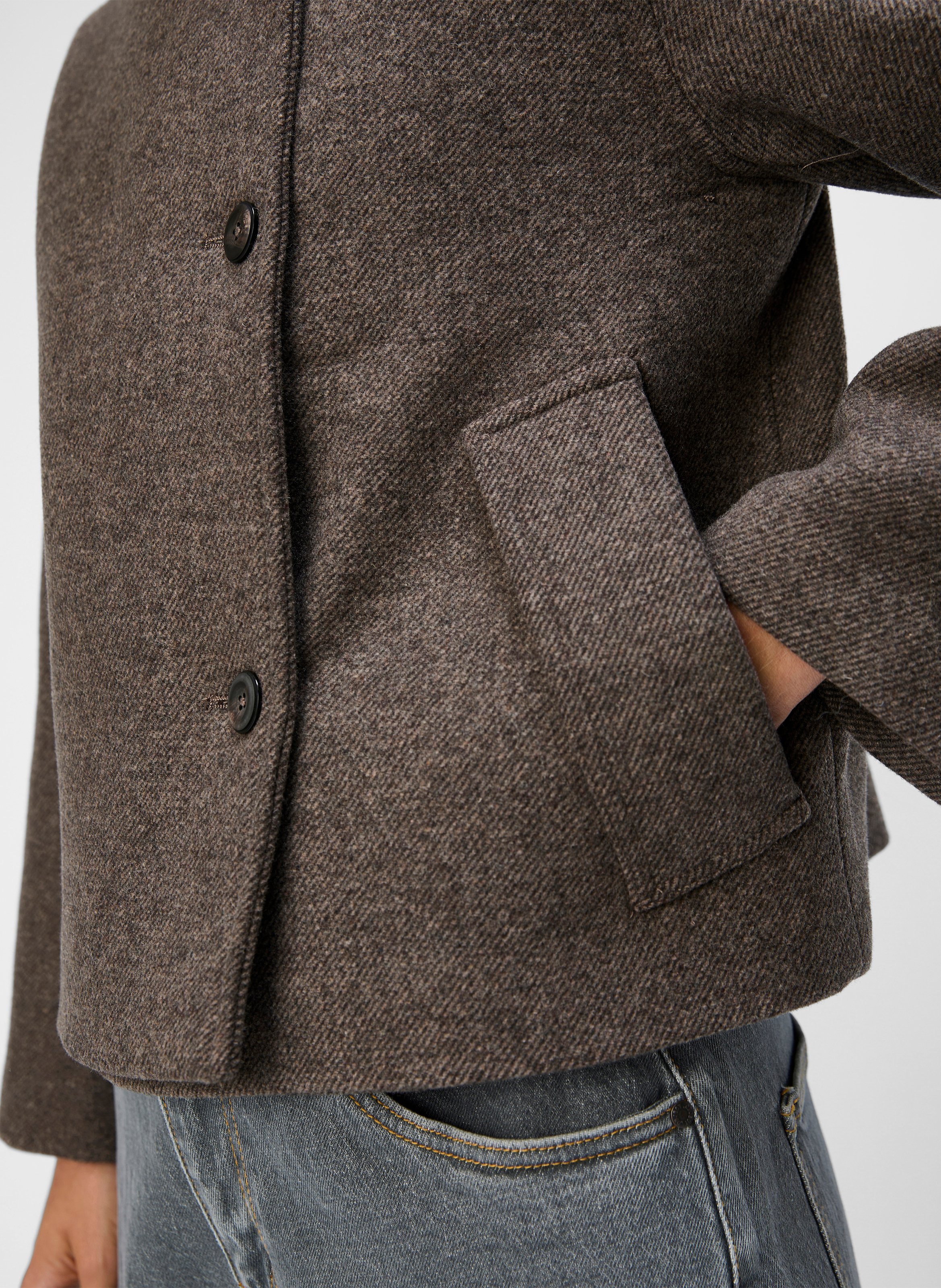 Manteau droit col montant OBJECT Marron