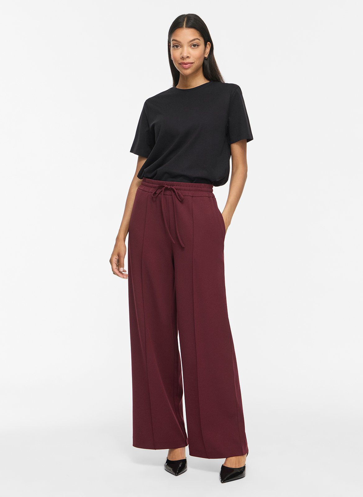 Tee-shirt droit col rond en coton bio imprimé VILA Noir