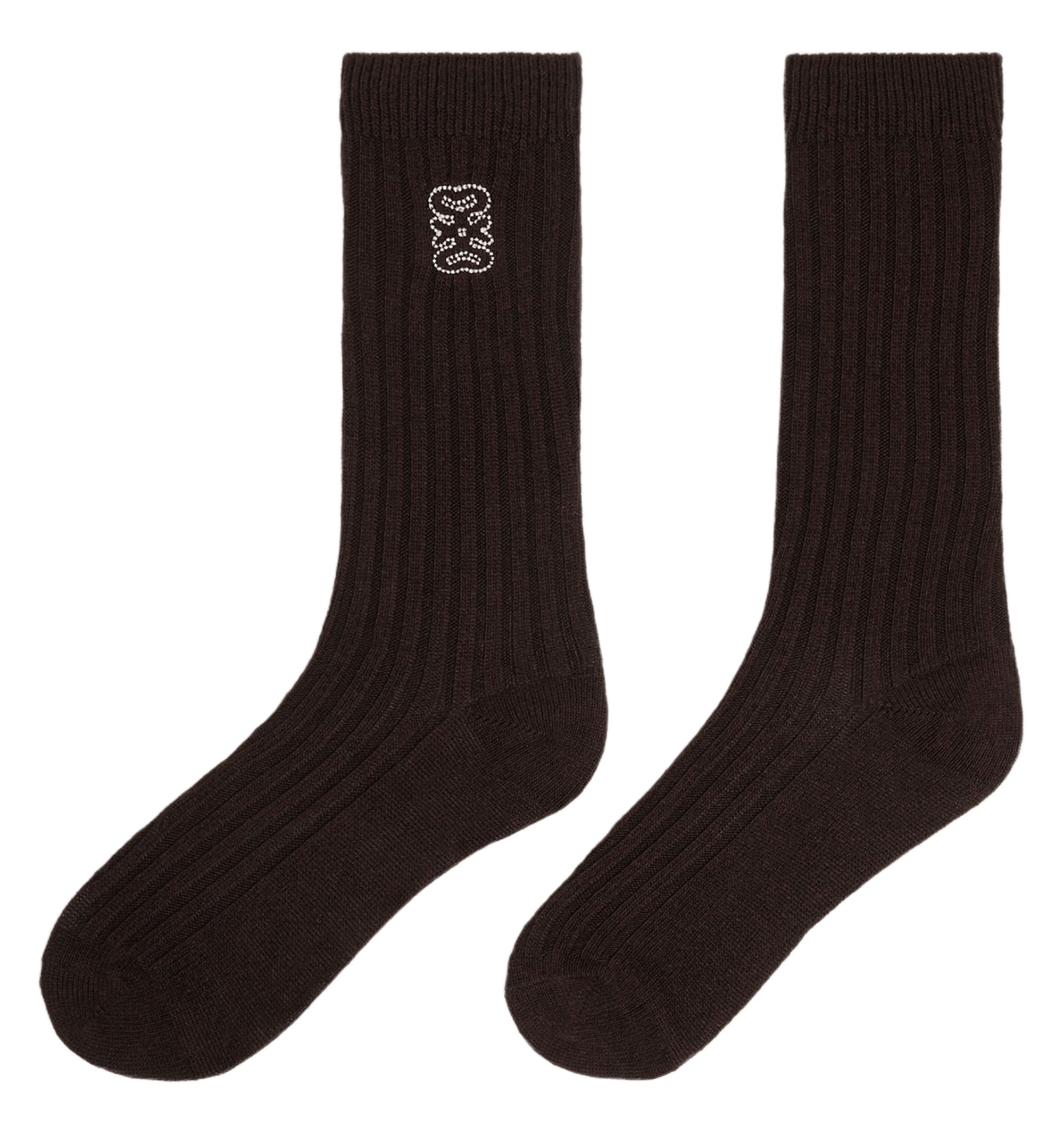 Ribbed high socks with logo SANDRO Brown