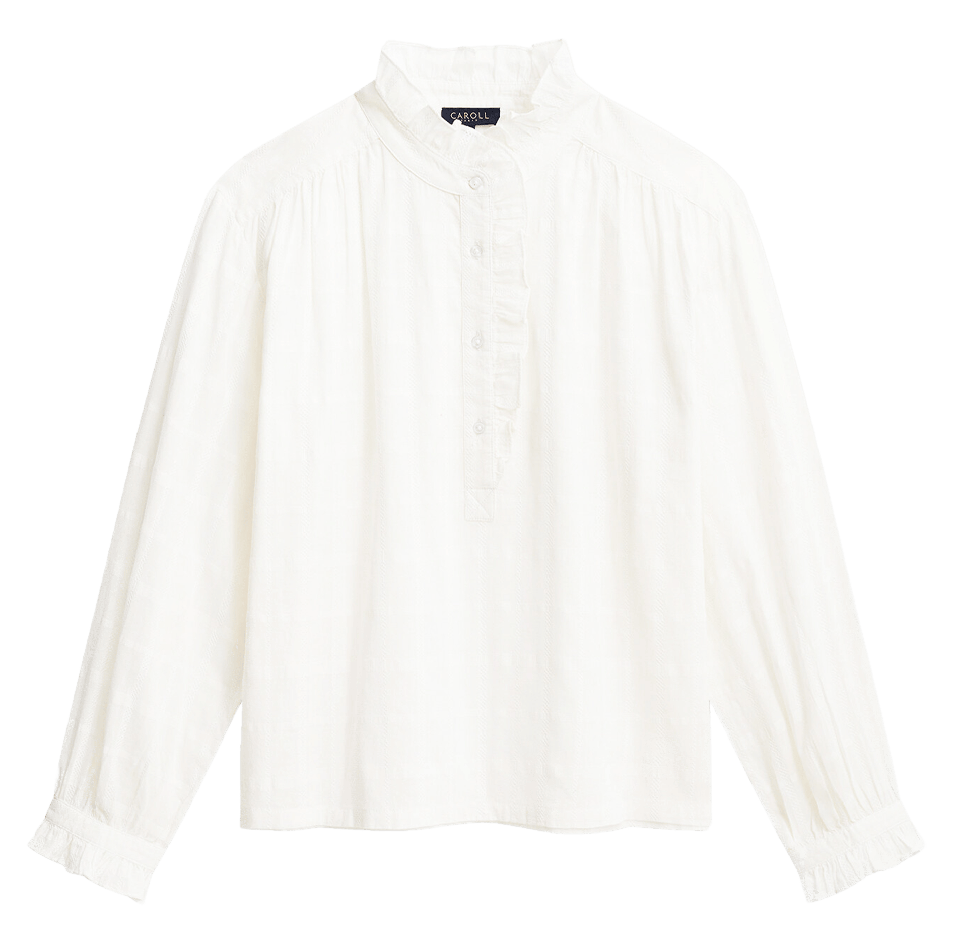 Gerader Blusenbody mit Stehkragen aus Baumwolle CAROLL Beige
