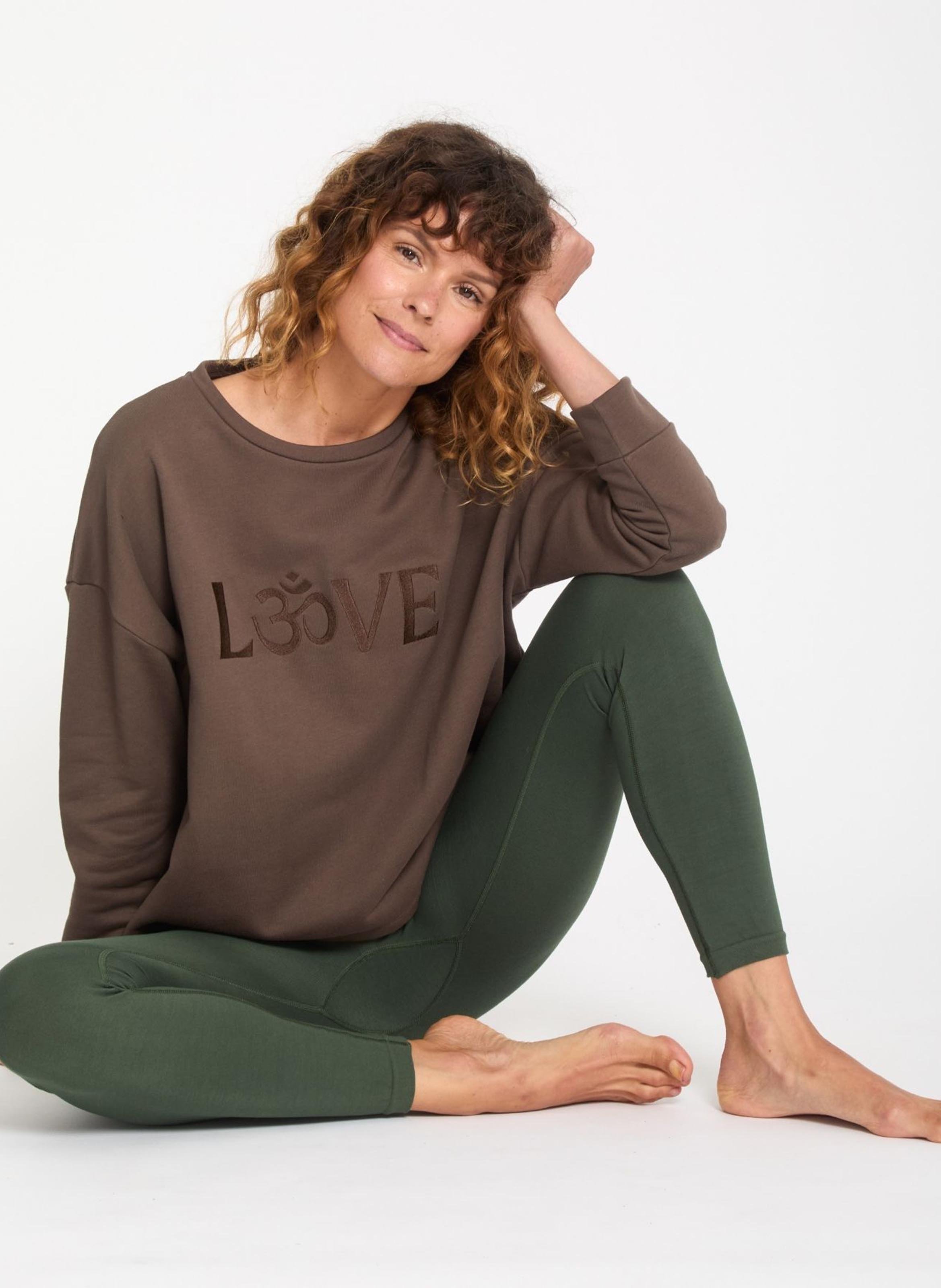Straight organic cotton round-neck sweatshirt YOGA SEARCHER Brown
