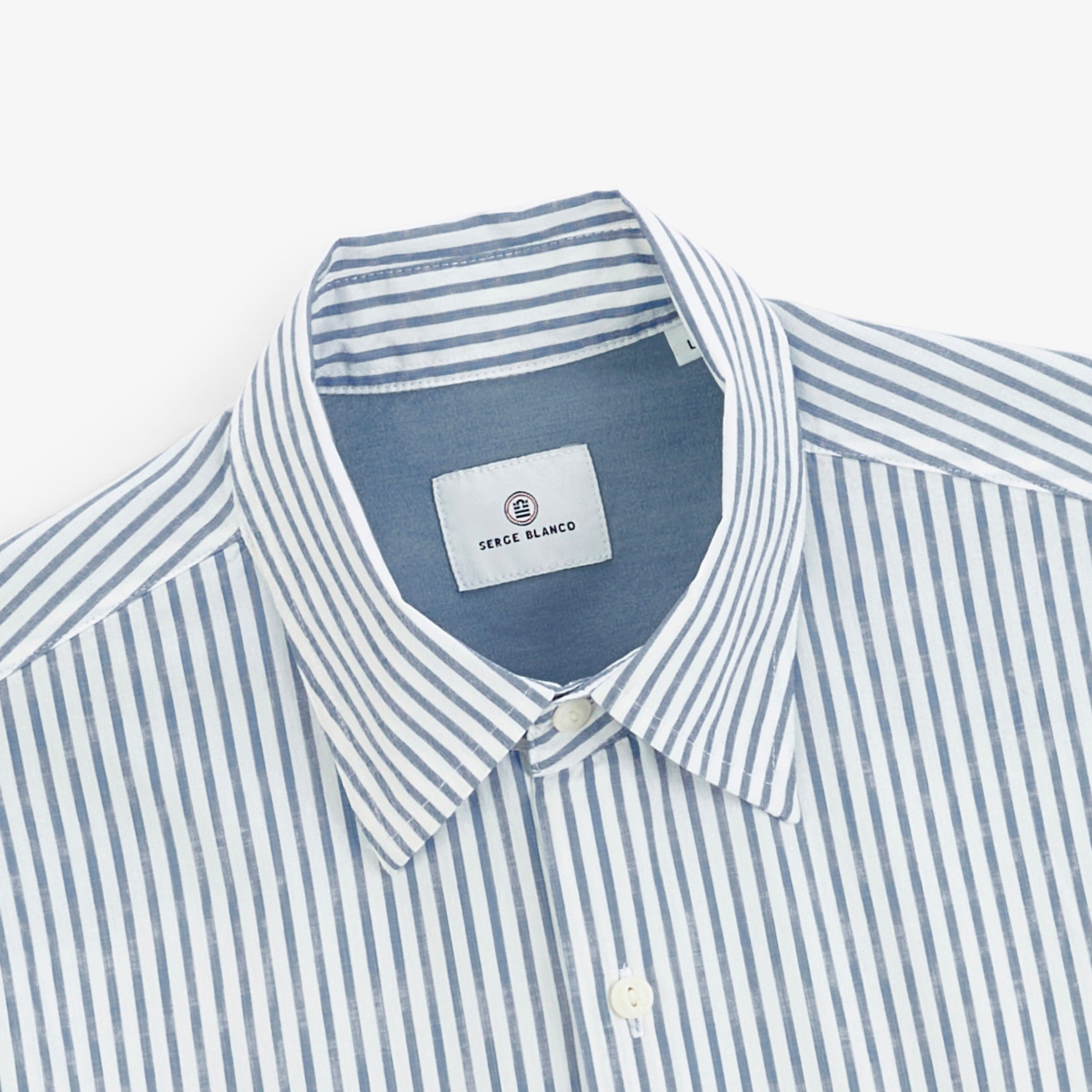 Long-sleeved cotton shirt with stripes SERGE BLANCO Blue