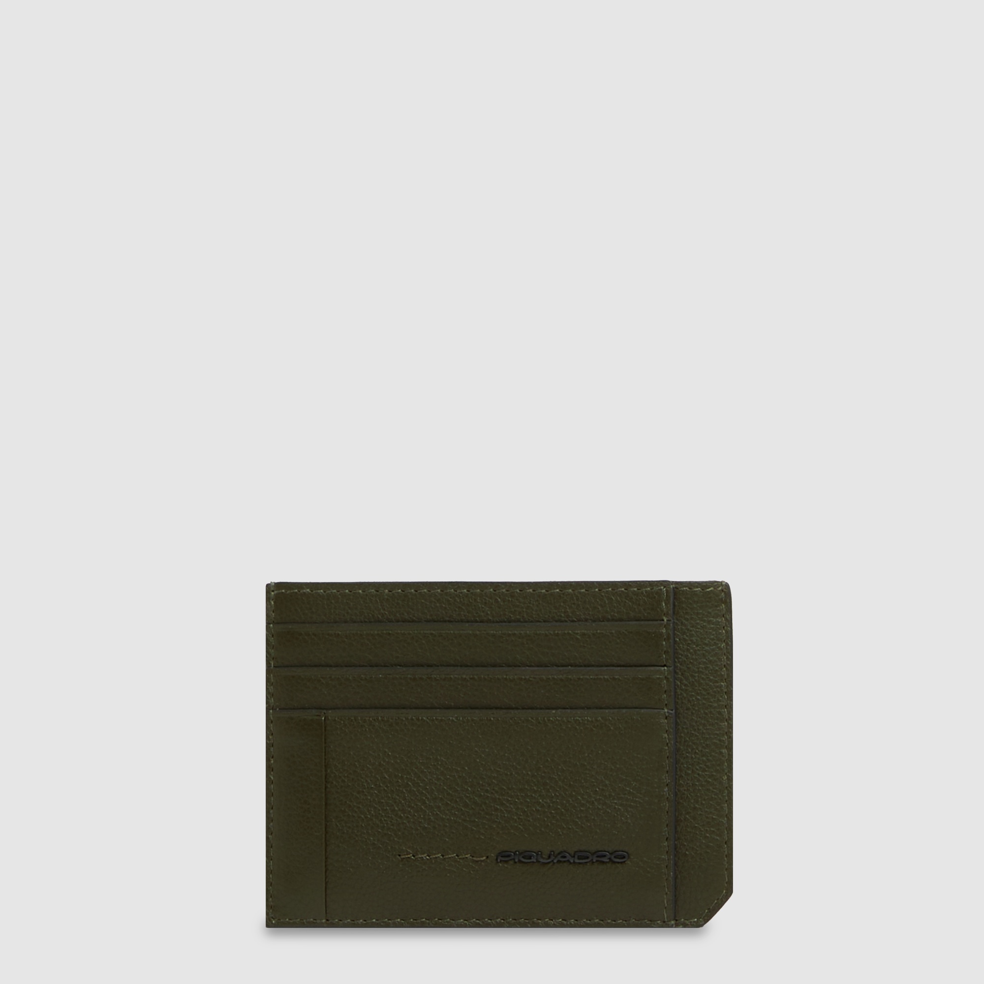 Men's slim leather credit card holder with RFID protection PIQUADRO Green
