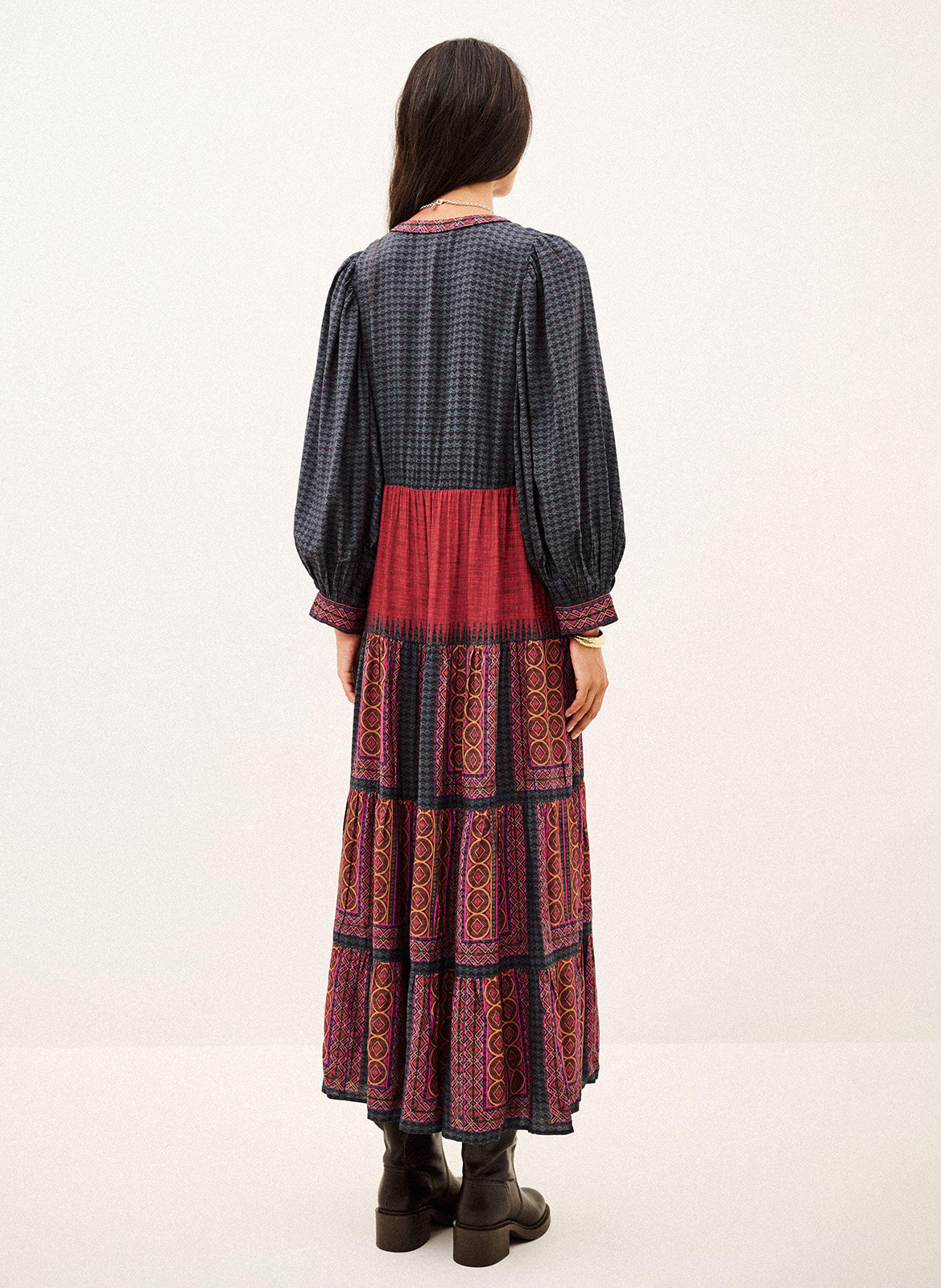 Langes, weit geschnittenes Kleid mit Print BA&SH Rot