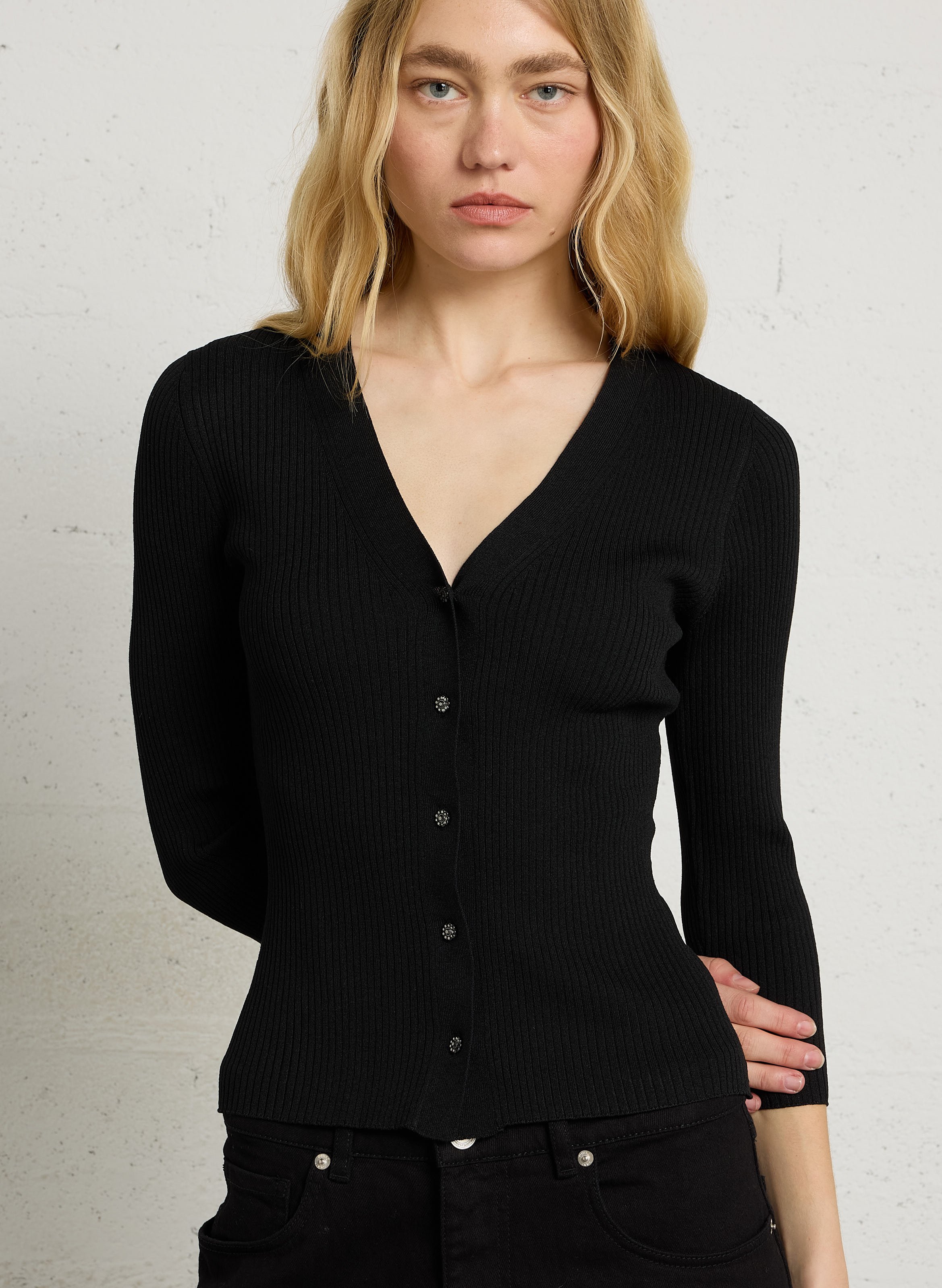 Buttoned V-neck cardigan IKKS