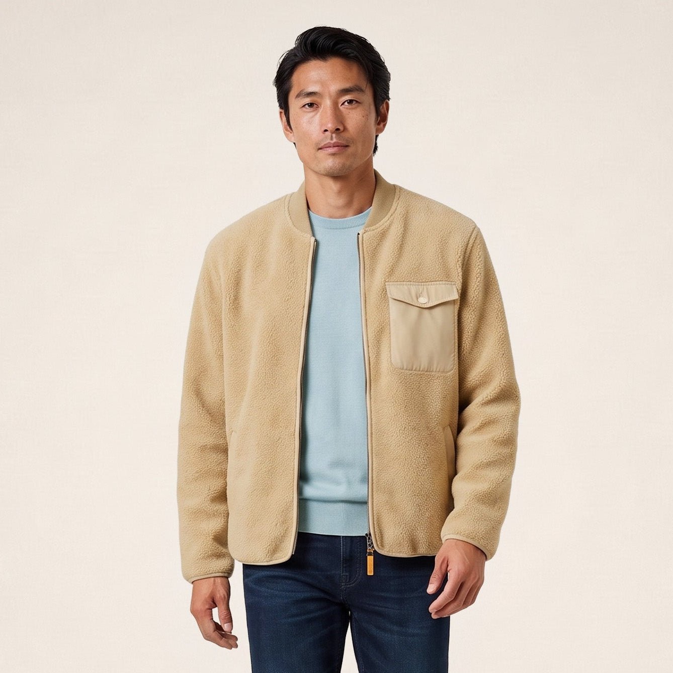 MARSEL beige sand fleece jacket SERGE BLANCO Beige