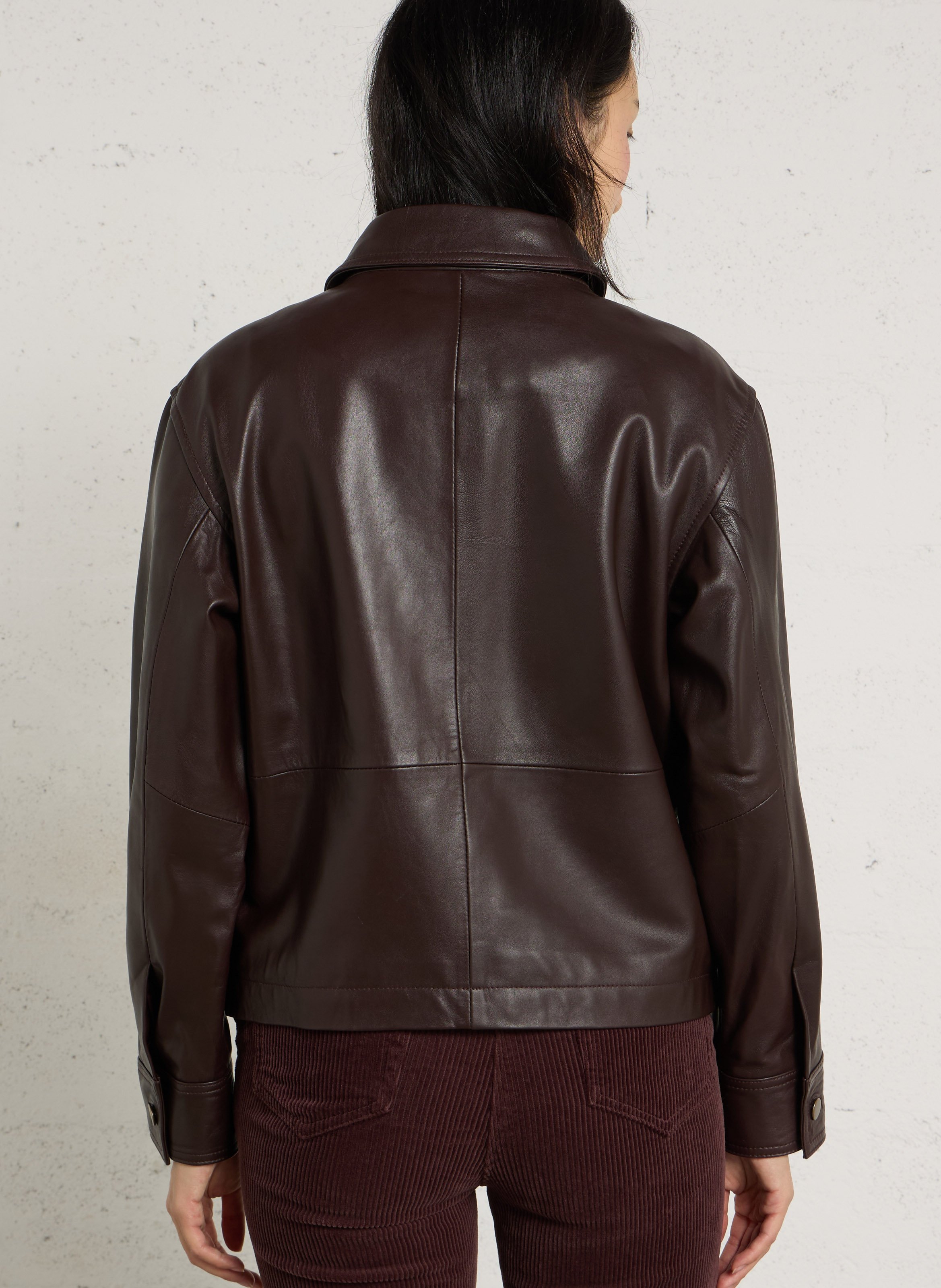 Veste droite unie en cuir MAISON 123 Rouge