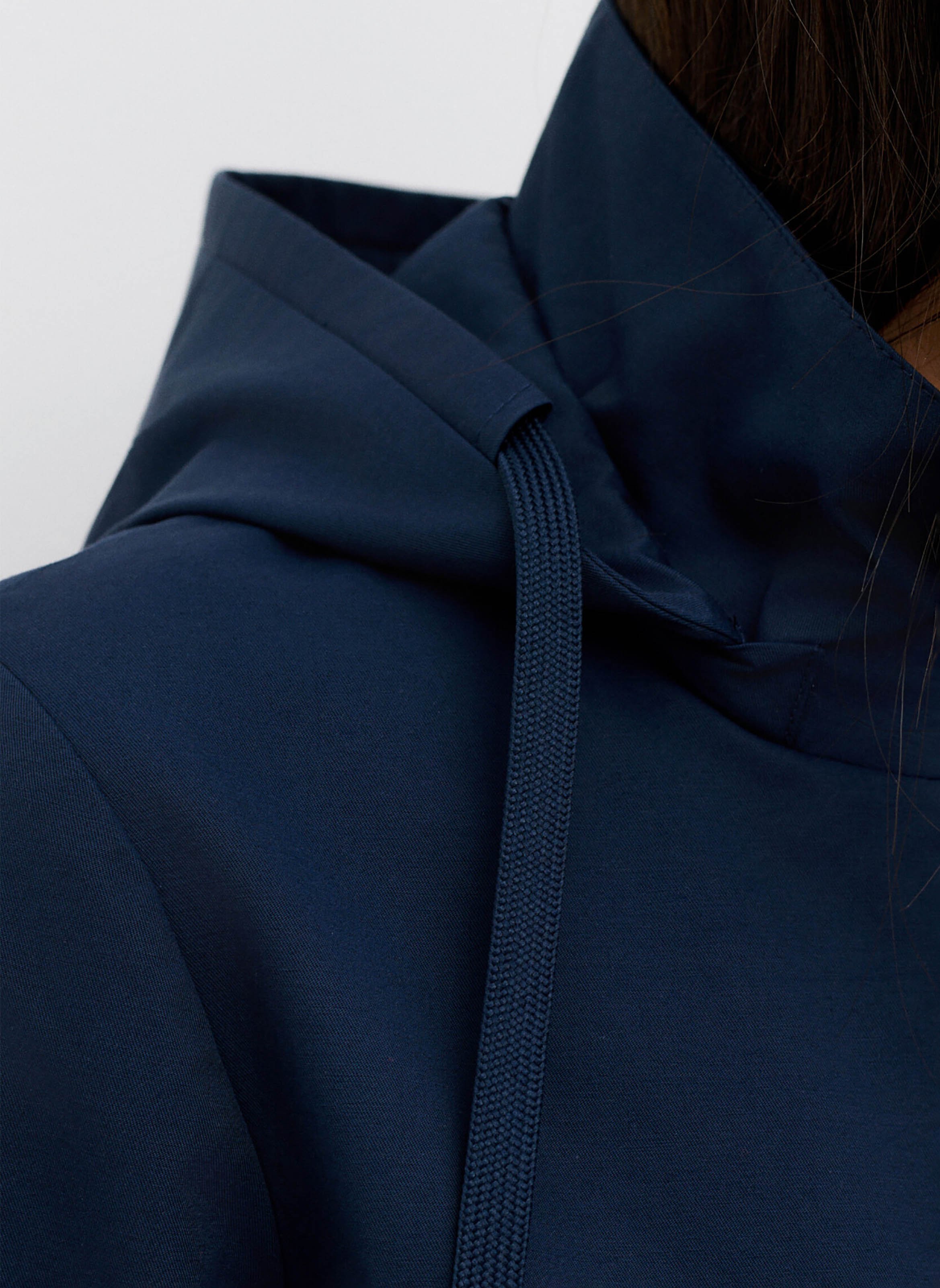 Parka droite col classique en coton mélangé  CAROLL Bleu