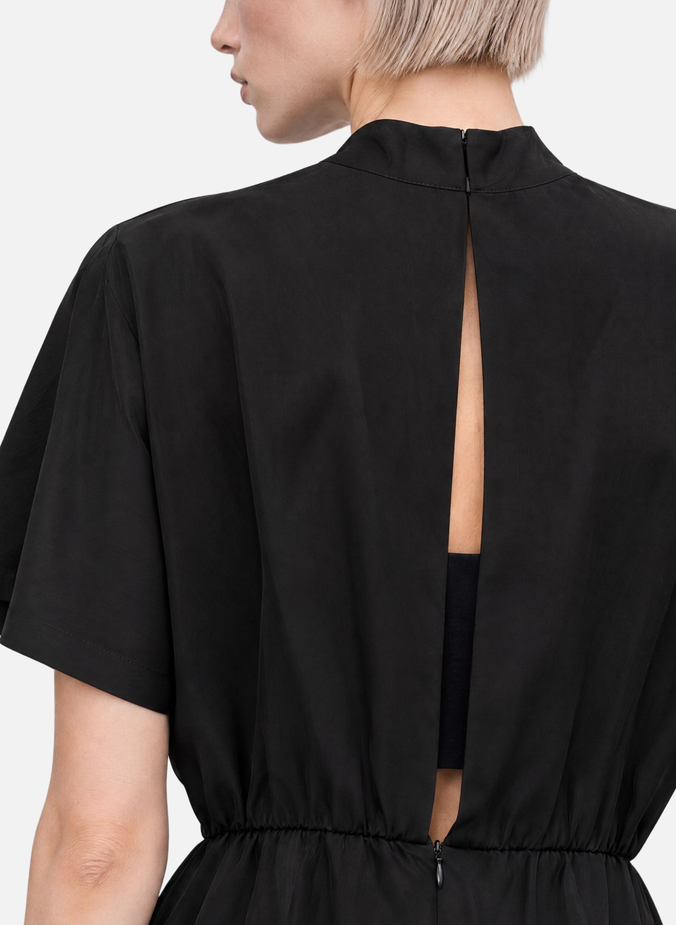 Long satin dress with lavallière collar THE KOOPLES Black