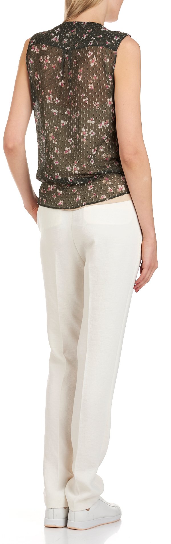 Orly cherry-blossom print dotted Swiss muslin top SWILDENS Brown