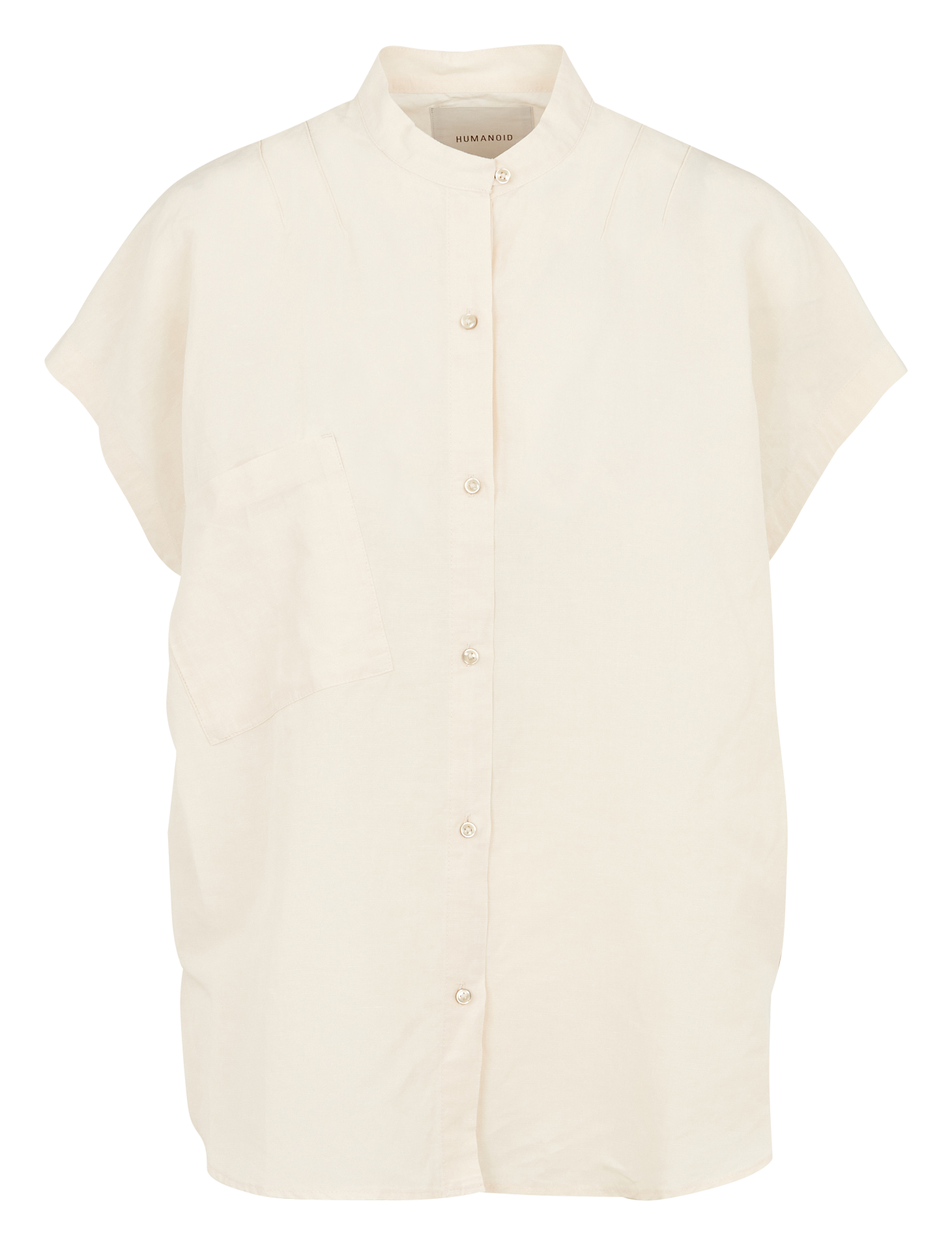 Round-neck linen-blend top HUMANOID Beige