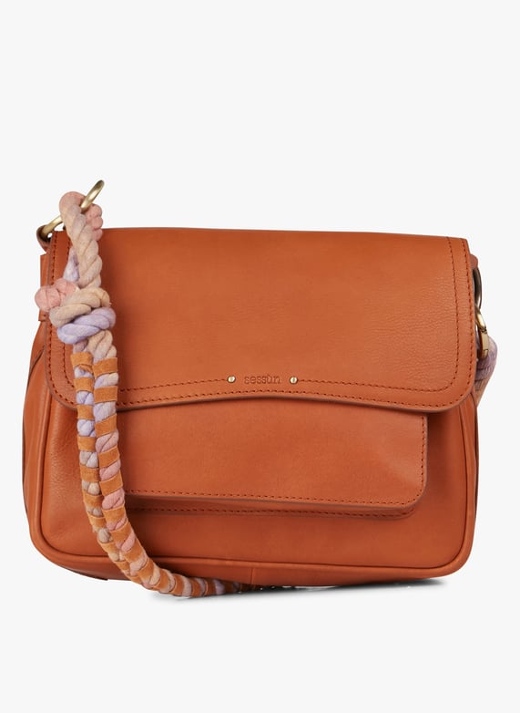 Schultertasche aus Leder in Braun