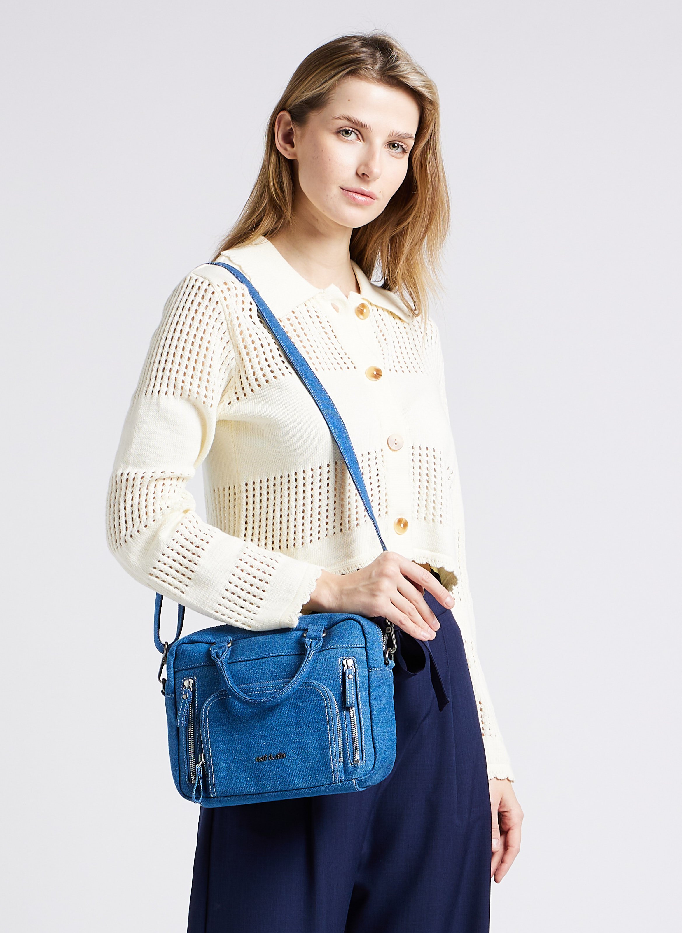 Sac à main jean en coton NAT & NIN Bleu