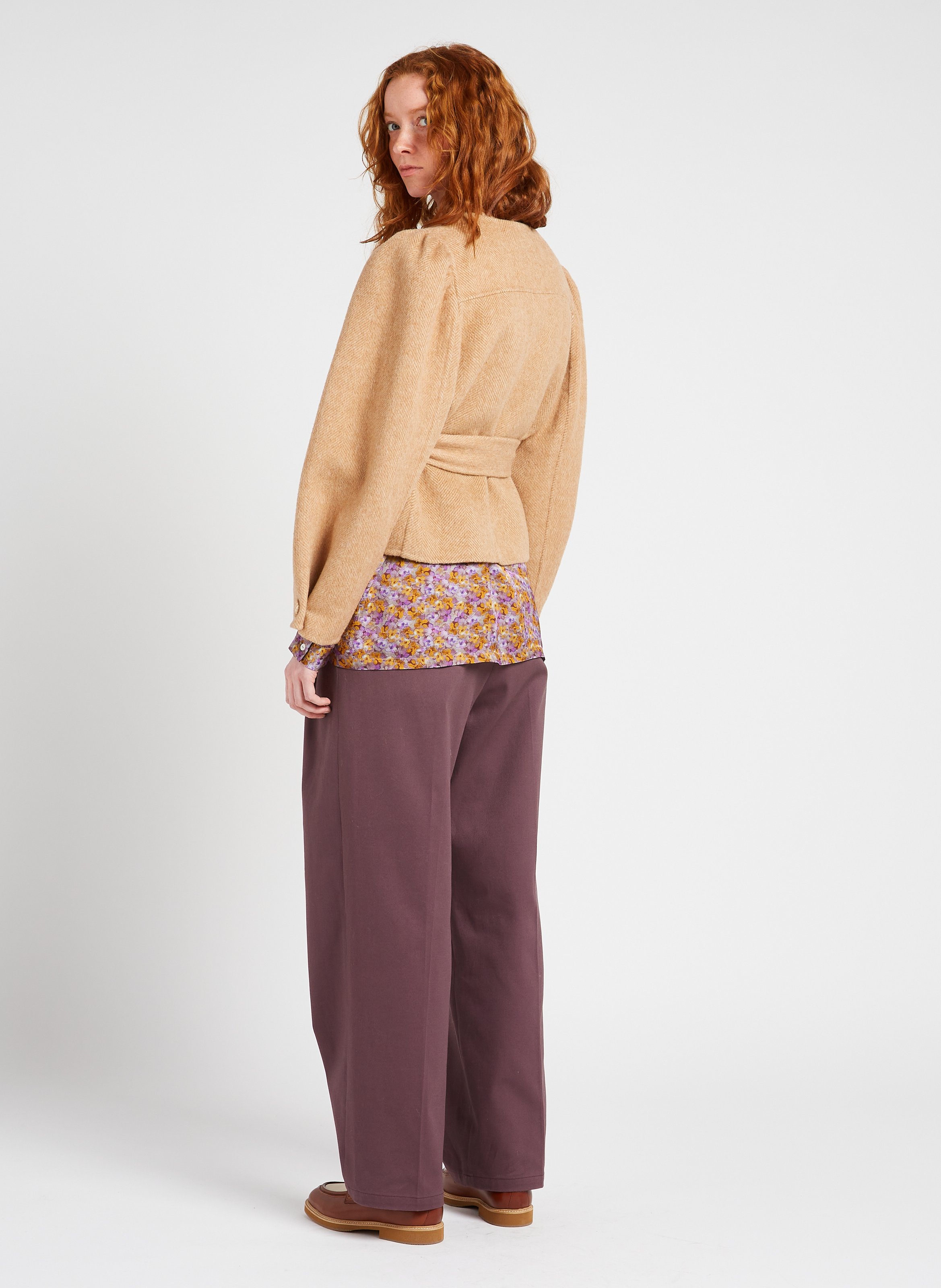 Pantalon large taille haute en coton mélangé ATTIC AND BARN Violet