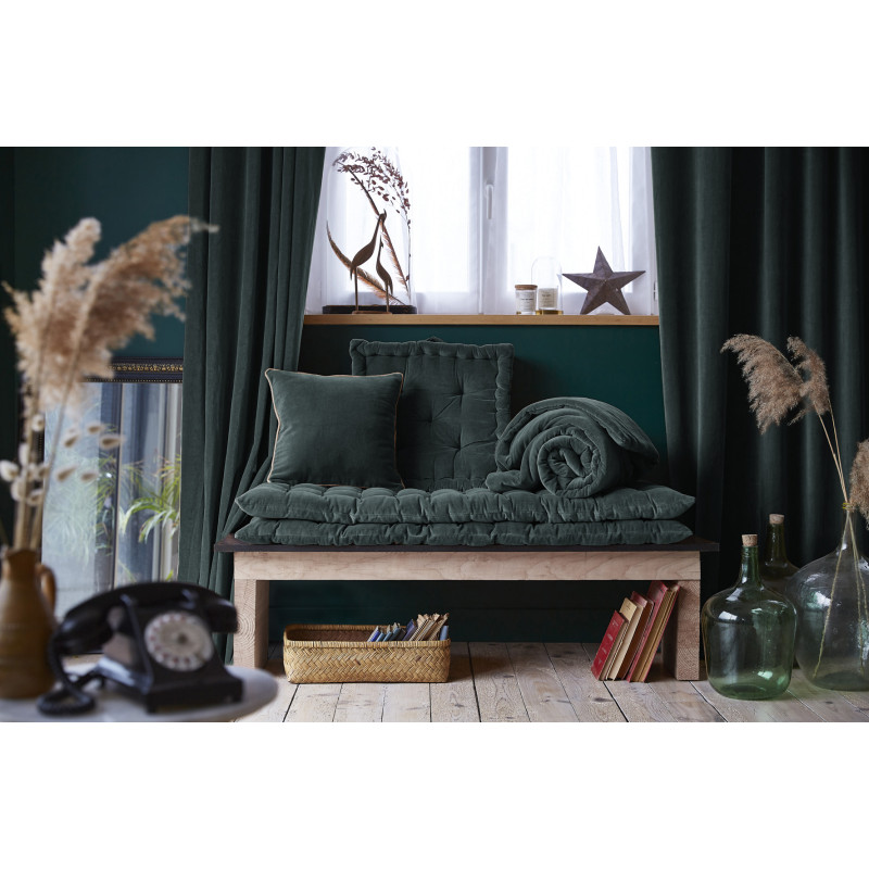 Cotton velvet floor cushion L'EFFET PAPILLON Grey