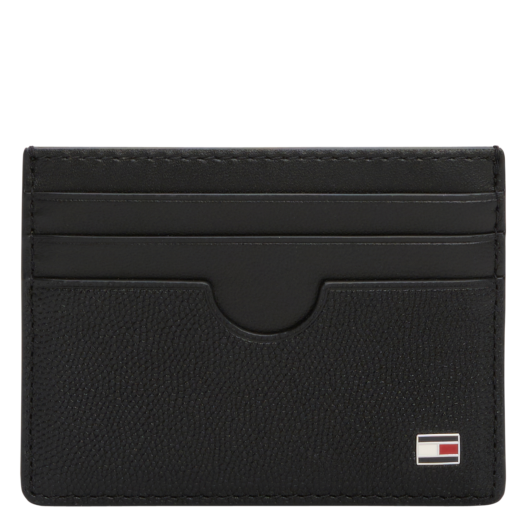 Solid color grained leather card holder TOMMY HILFIGER Black