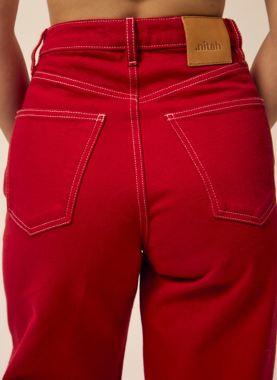 Bandplooibroek met hoge taille NITAH Rood