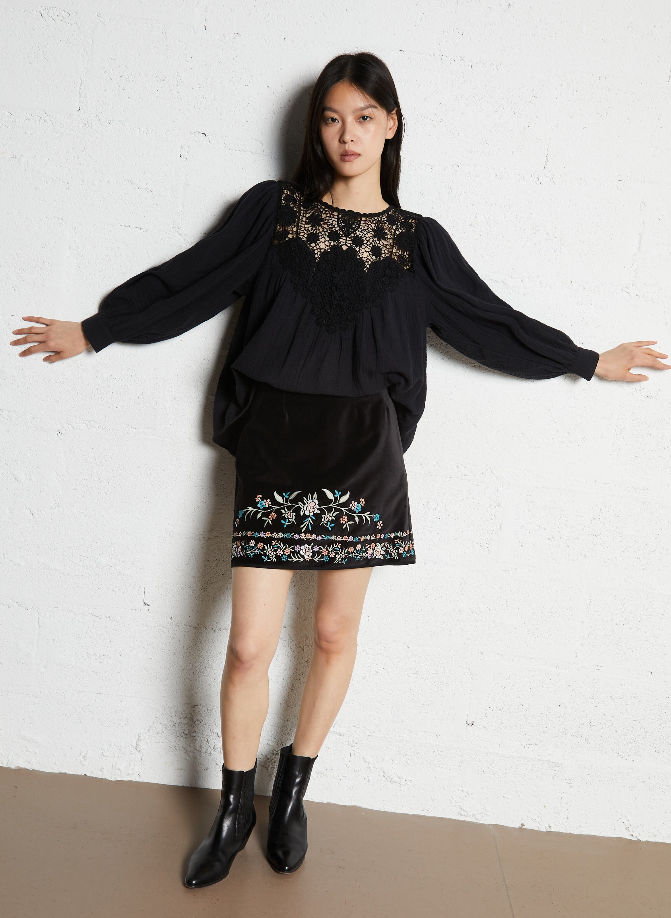 Oversized cotton blouse LOUISE MISHA Black