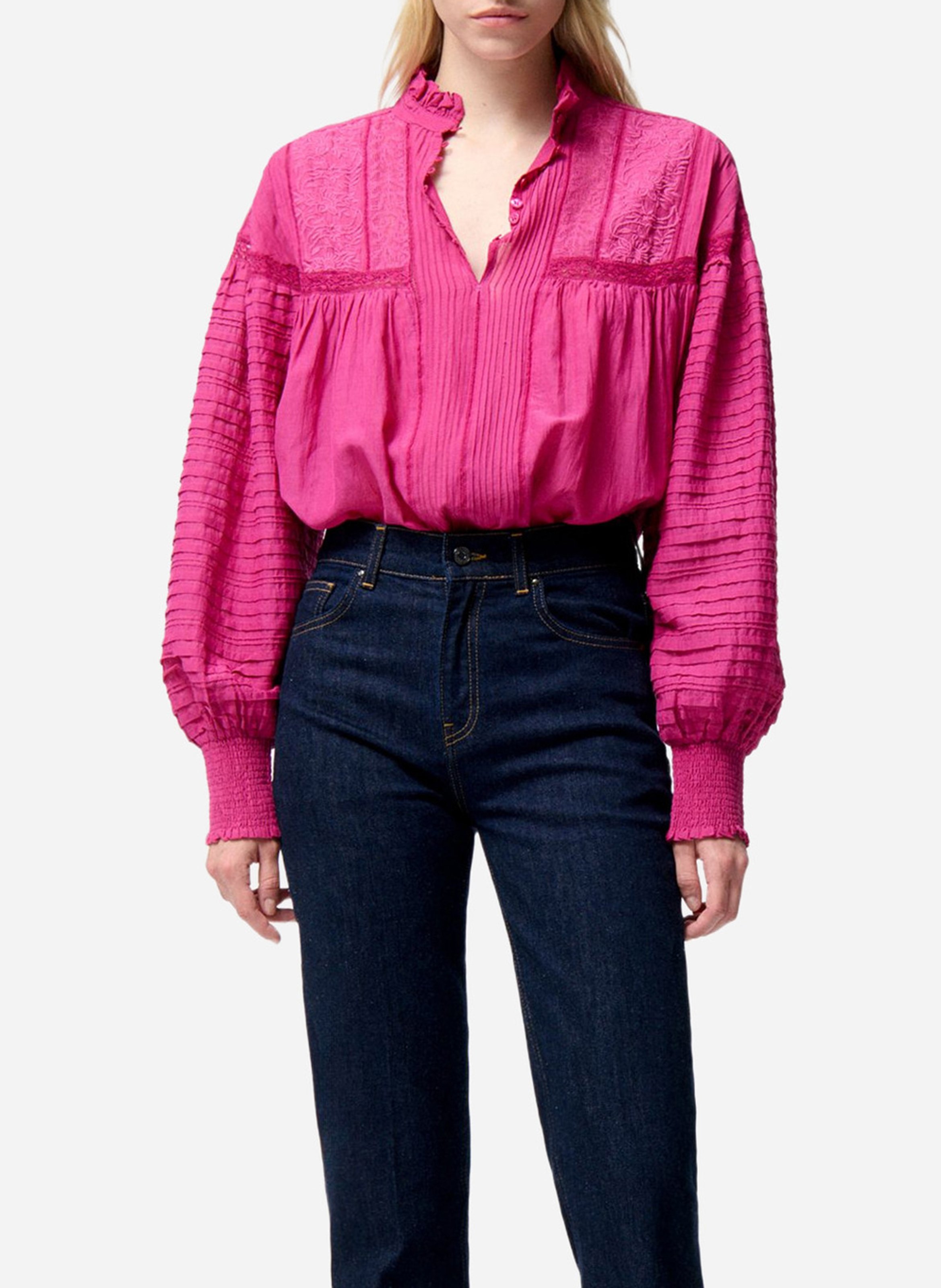 Straight Victorian collar blouse in blended cotton VANESSA BRUNO Pink