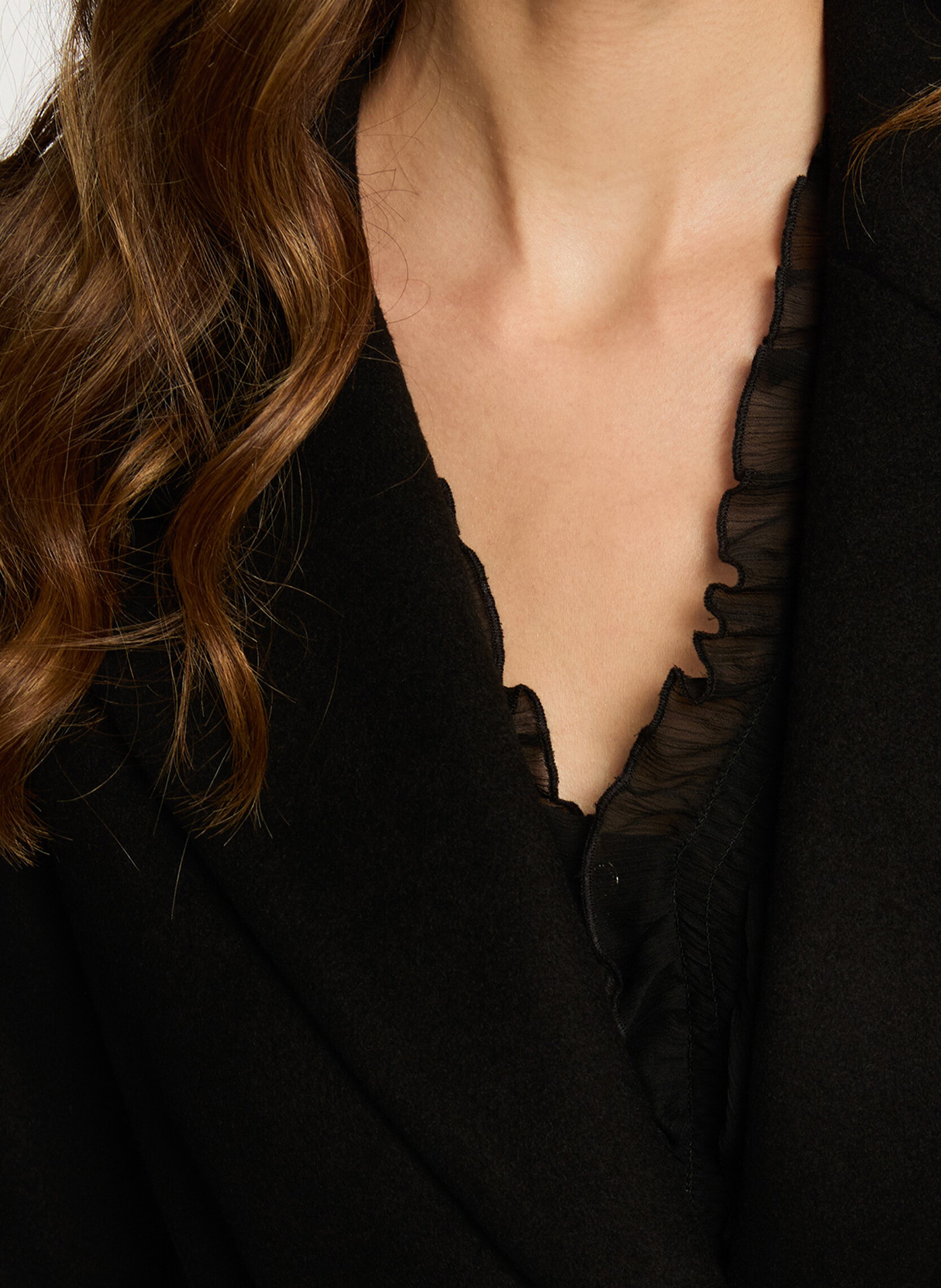 Manteau ceinturé en laine mélangée MORGAN Noir