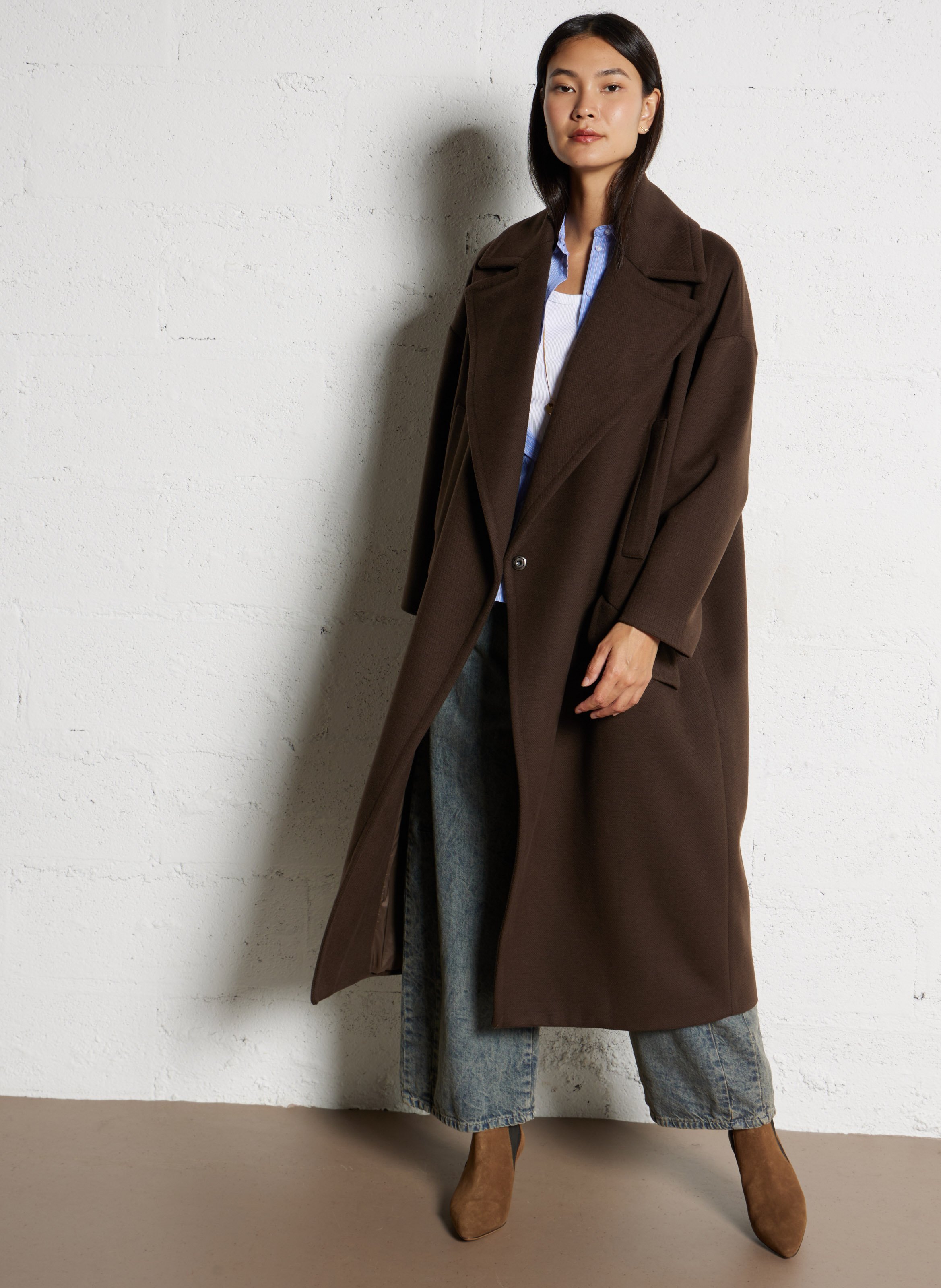 Manteau oversize col tailleur IMPERIAL Marron