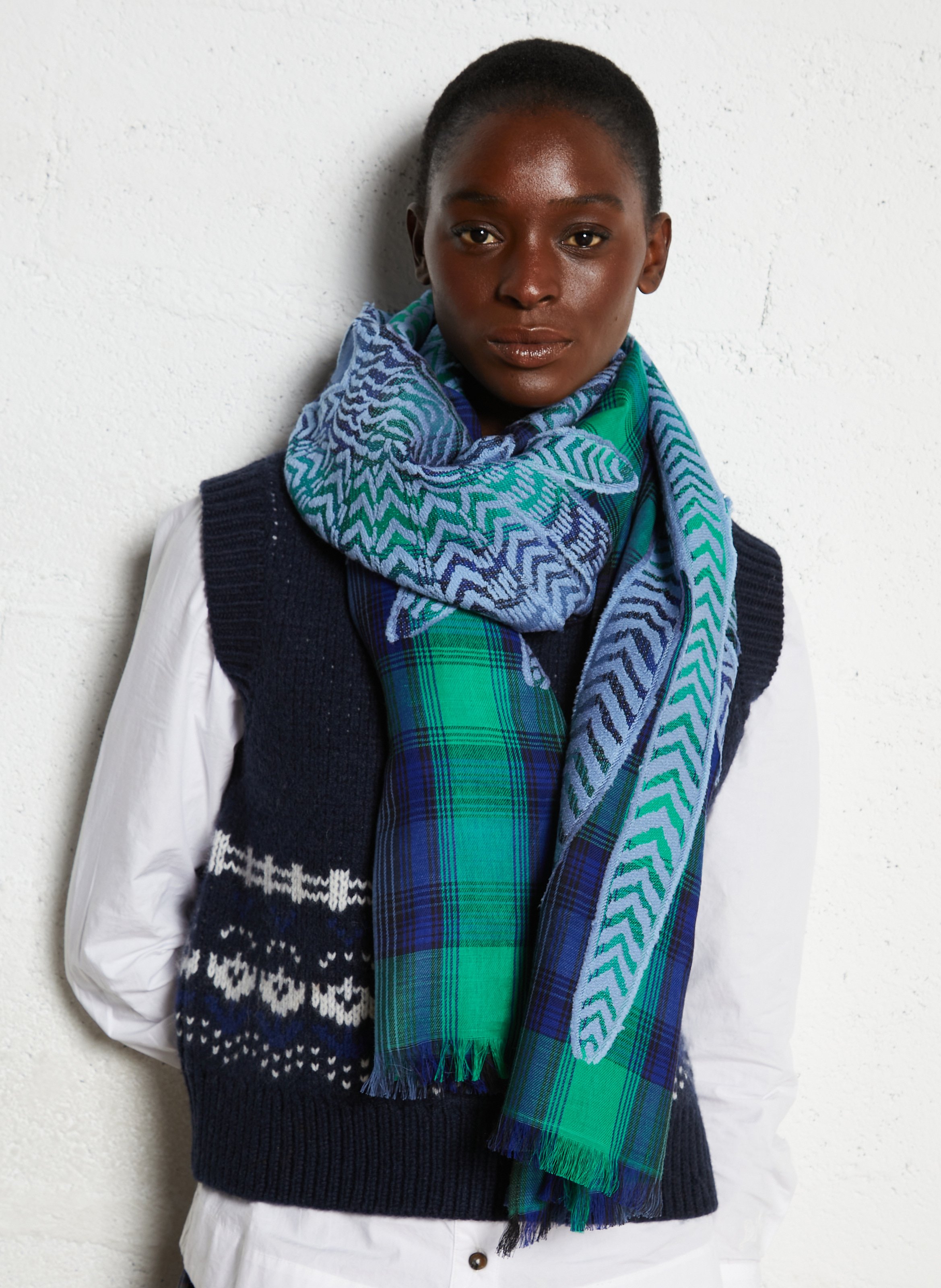 Echarpe imprimée à bords effilés INOUI EDITIONS