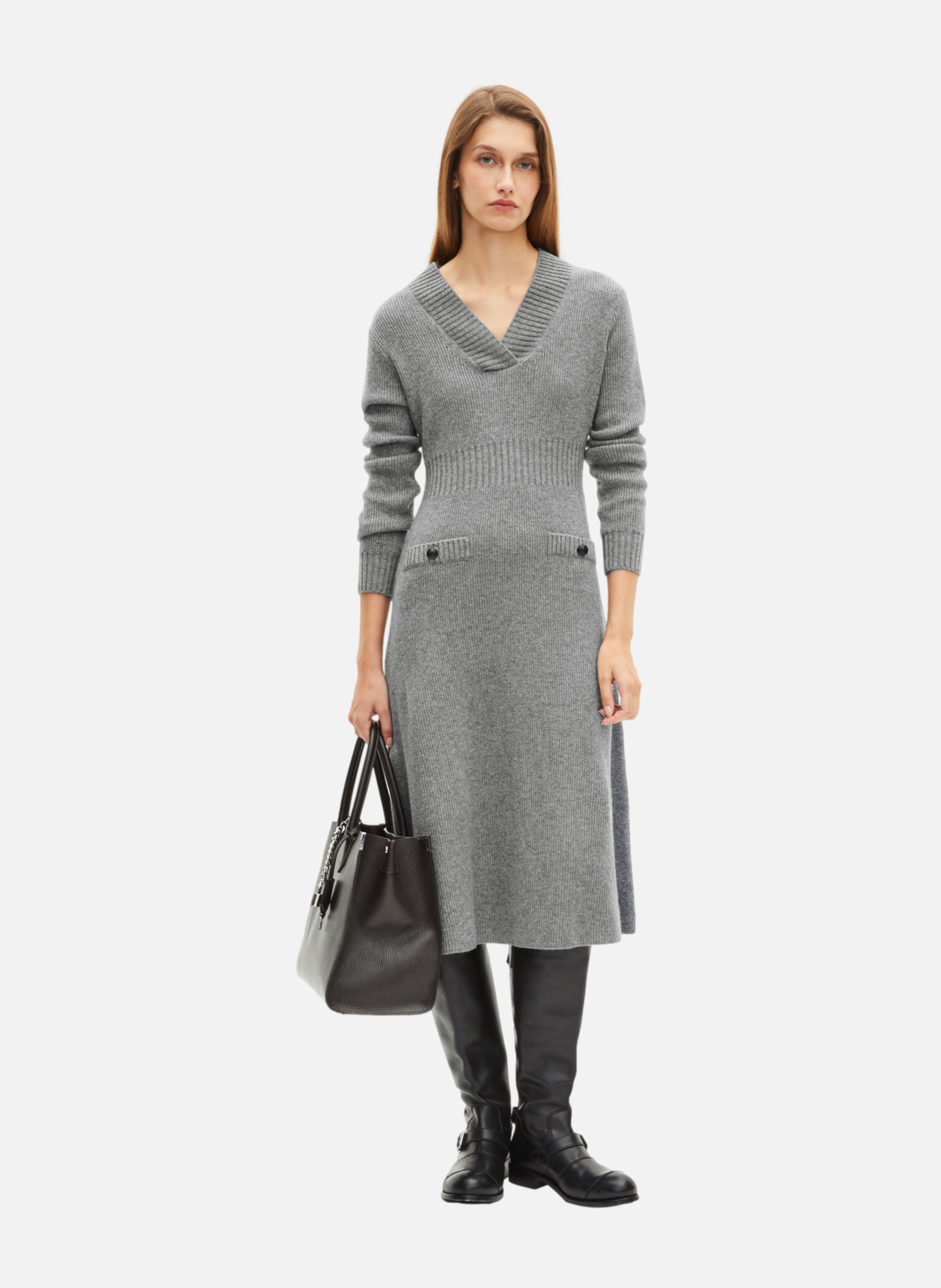 Long wool dress THE KOOPLES Grey