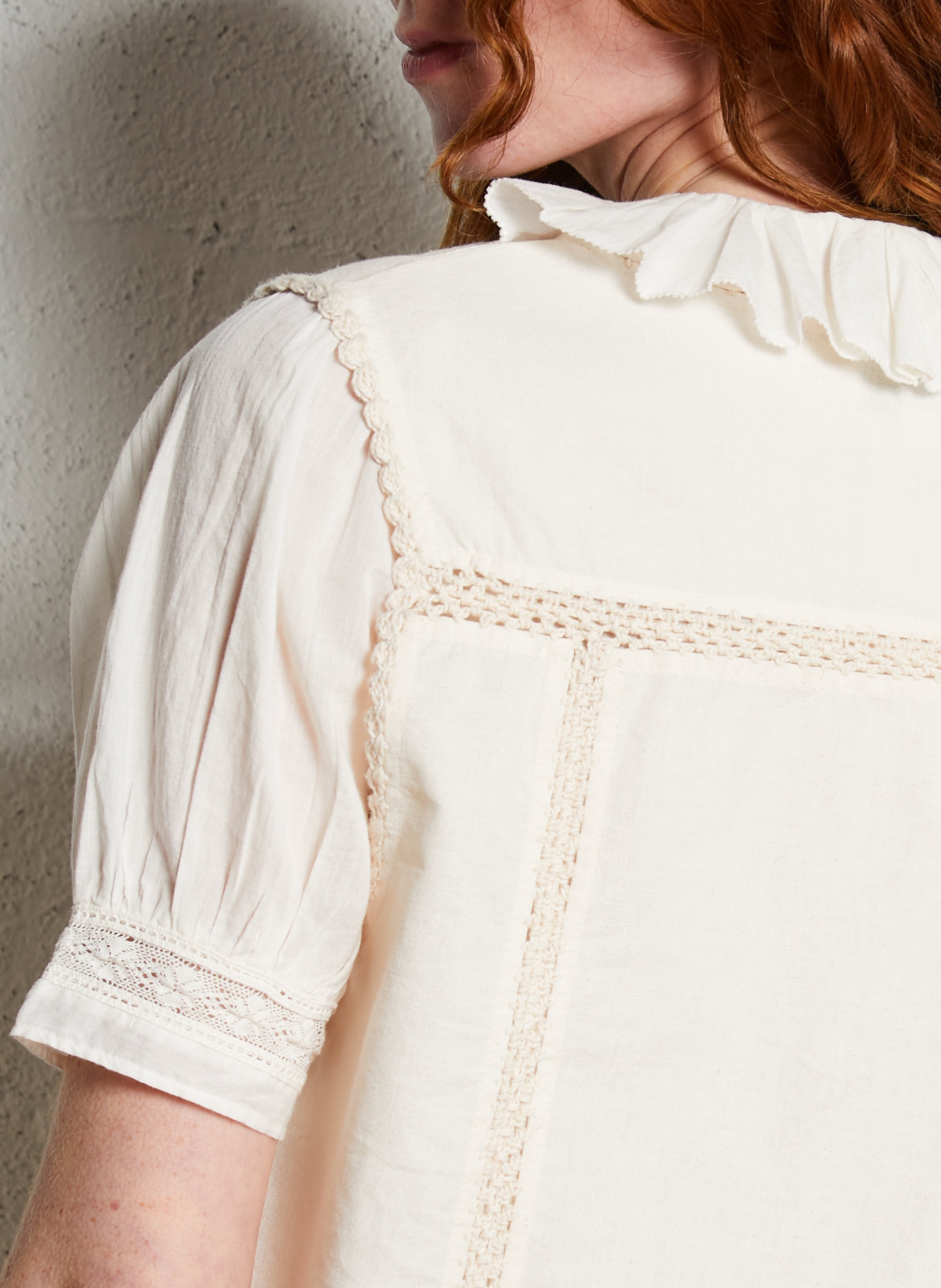 Straight cotton-blend V-neck cardigan EMILE ET IDA Beige