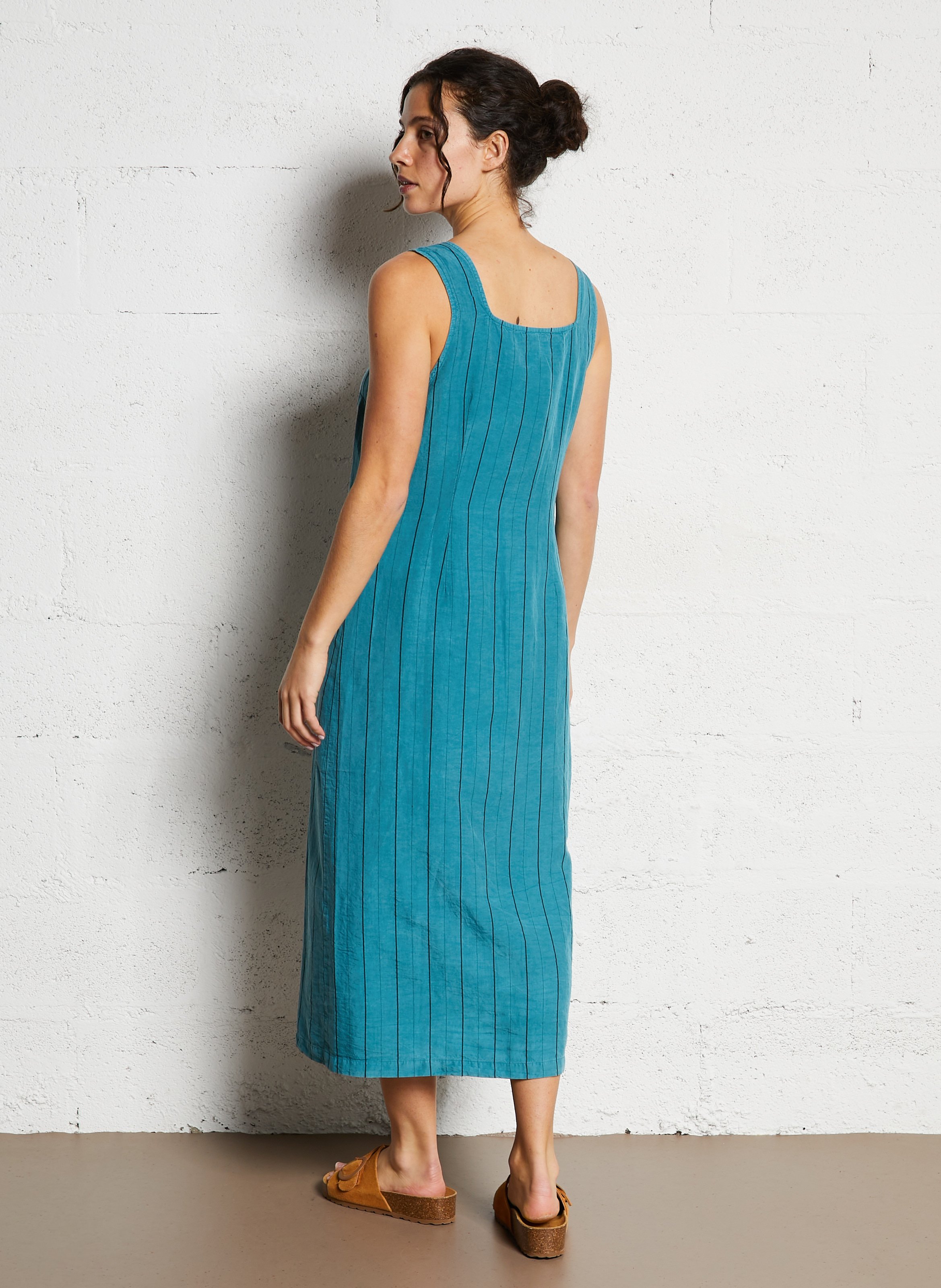 Robe midi à rayures col carré  NICE THINGS Bleu