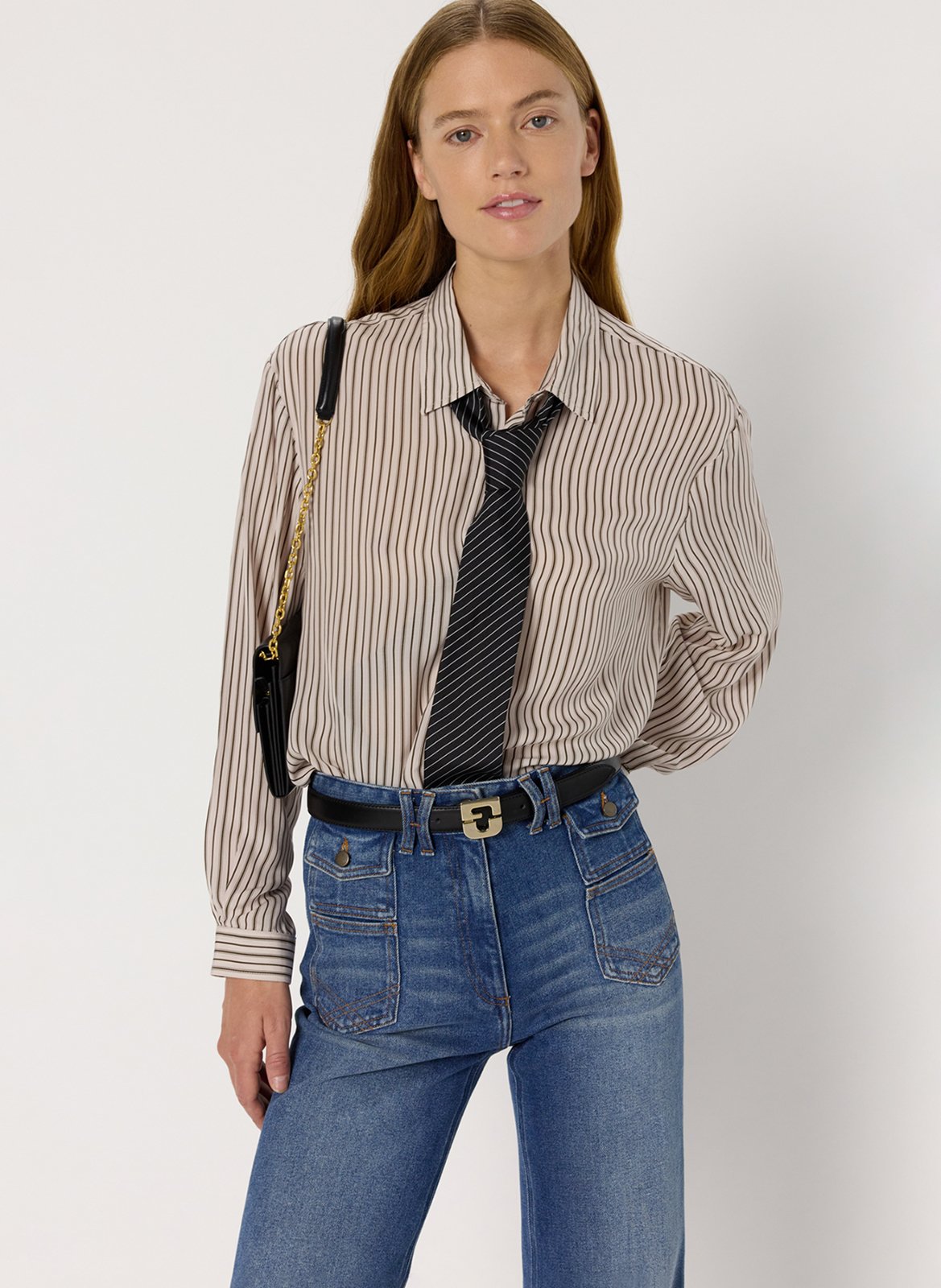 Chemise droite rayée GERARD DAREL Beige