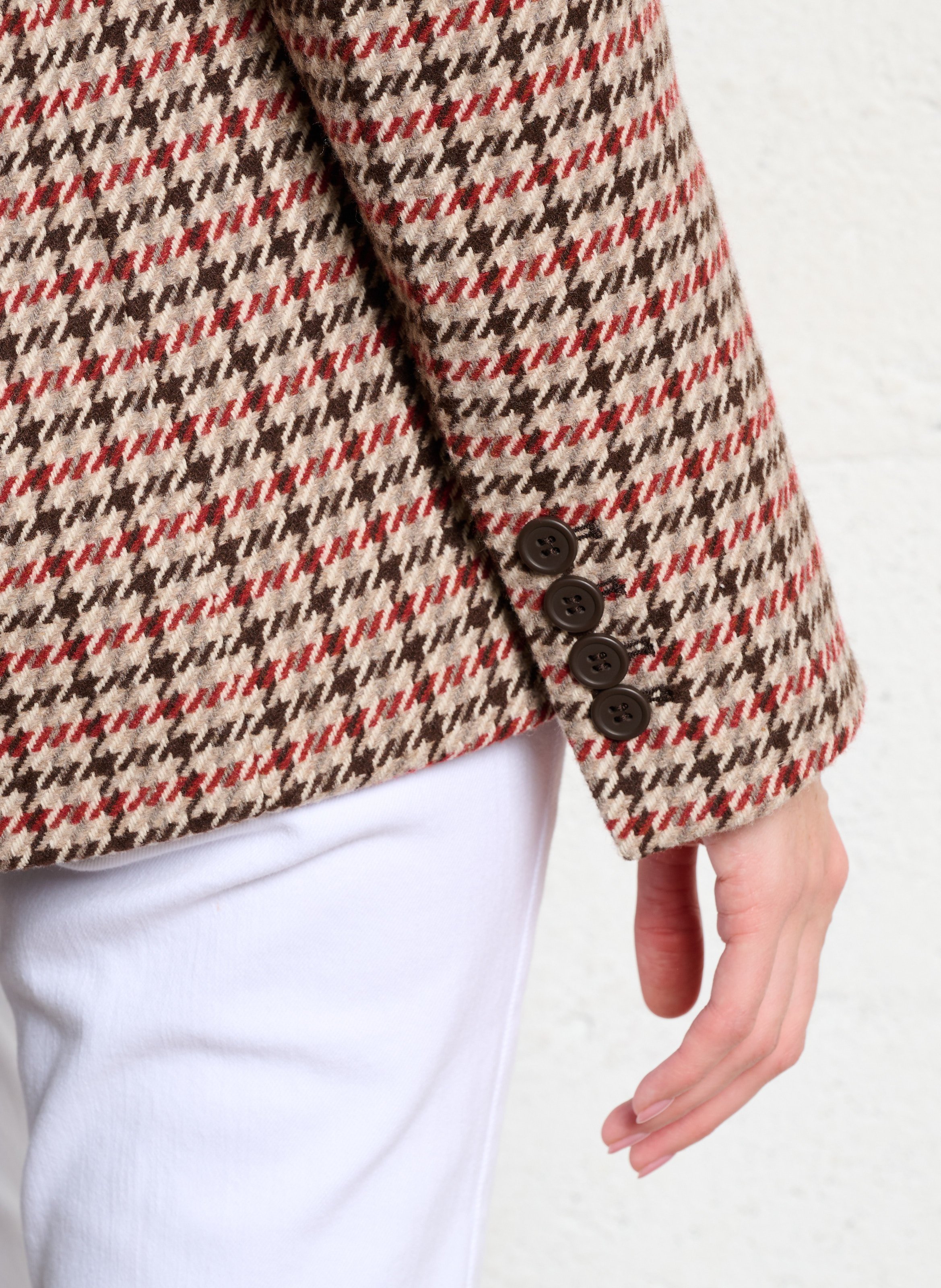 Veste de tailleur pied de poule SUD EXPRESS Rouge