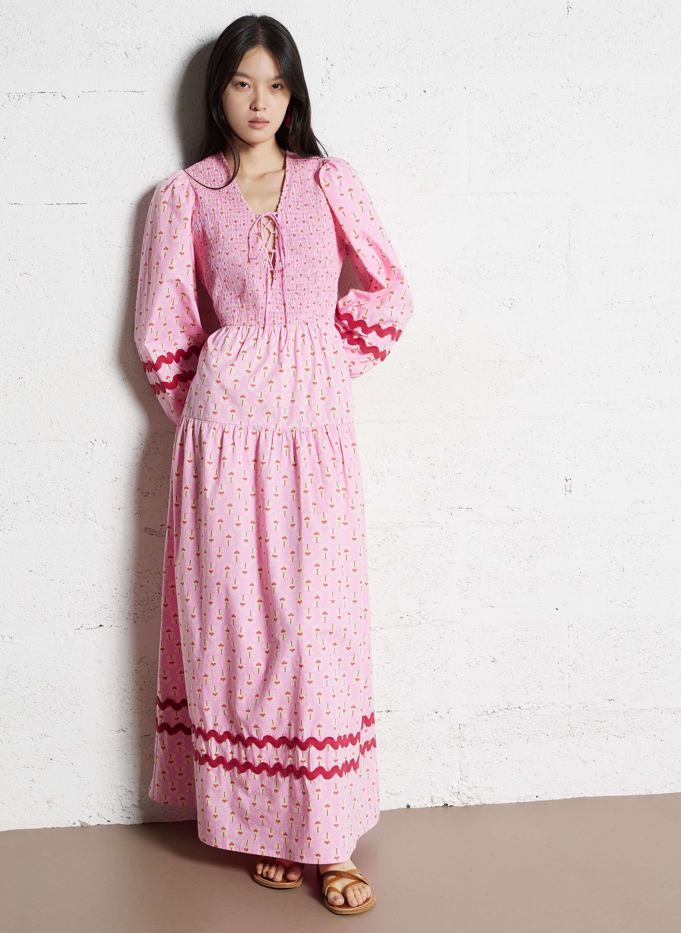 Halflange jurk met print ANTIK BATIK Roze