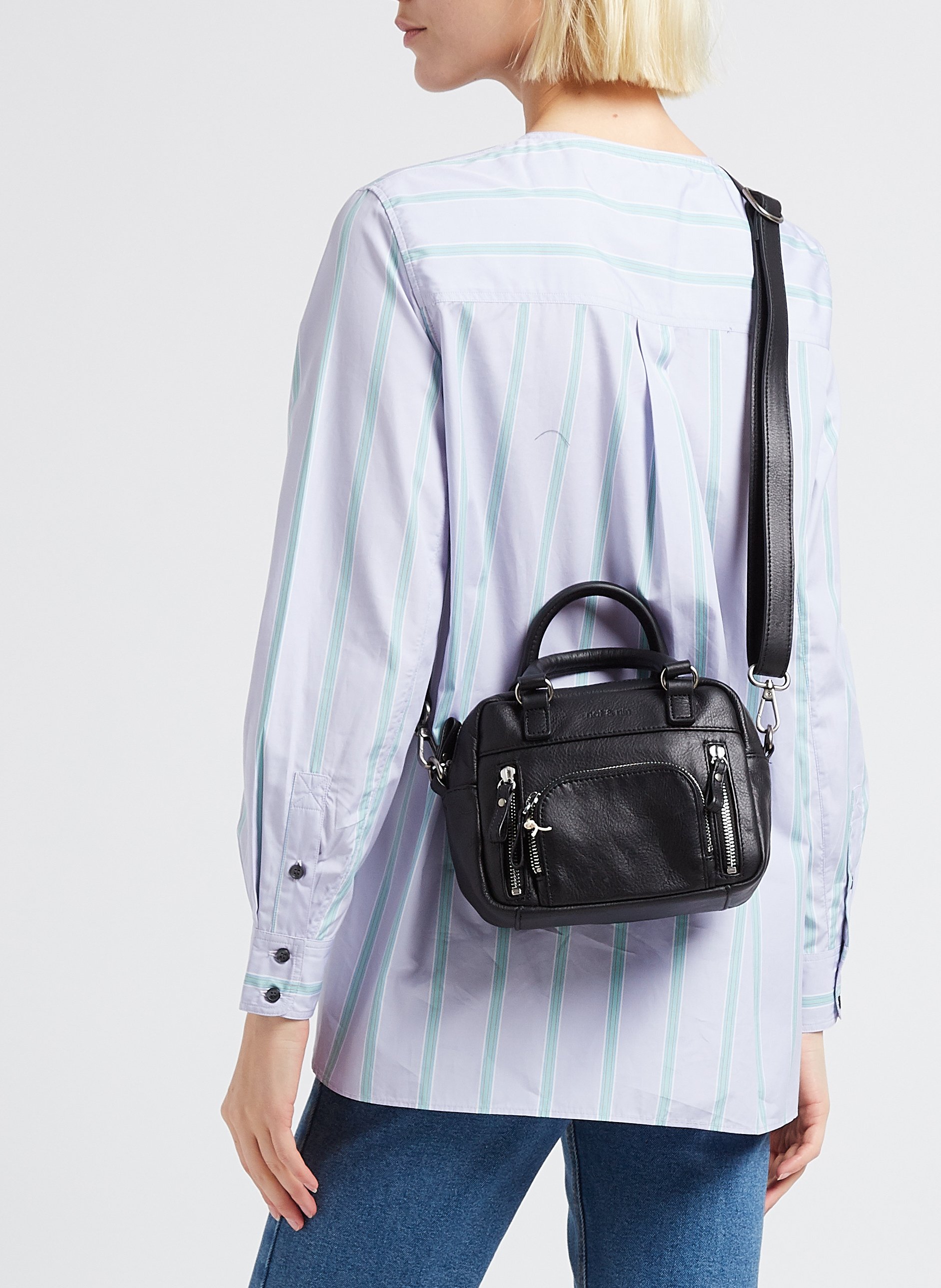 Multi-pocket mini leather handbag NAT & NIN Black