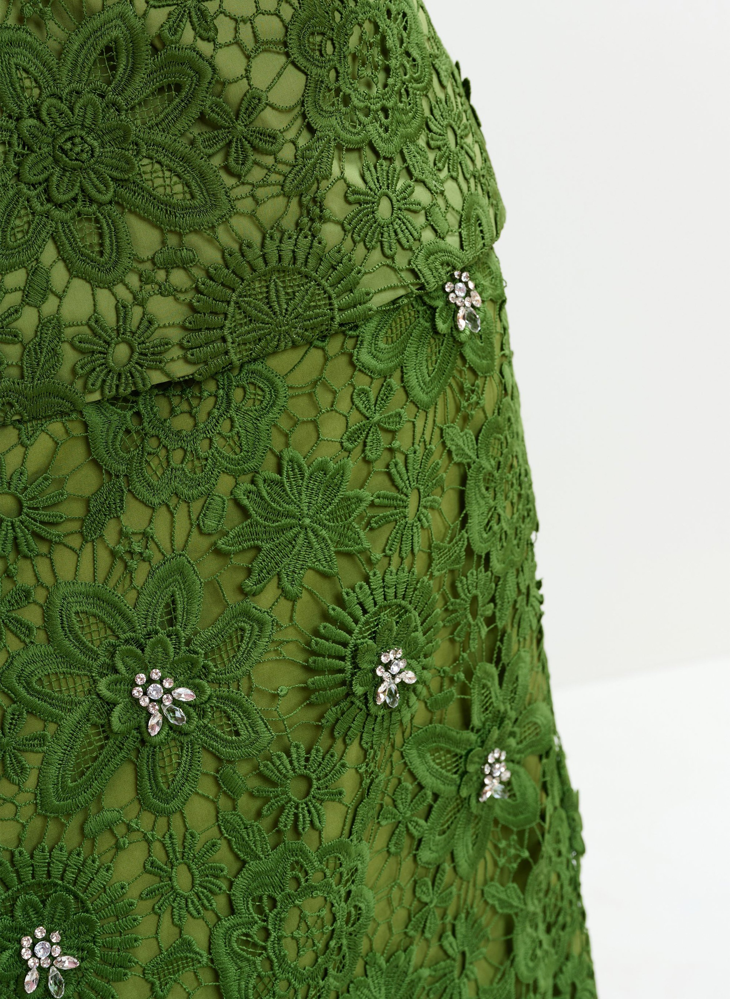 Floral lace midi pencil skirt ESSENTIEL ANTWERP Green