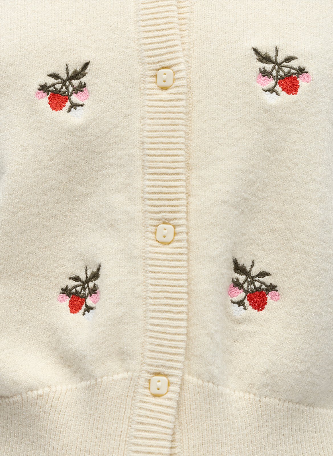 Gilet droit col rond en maille brodée OBJECT Beige