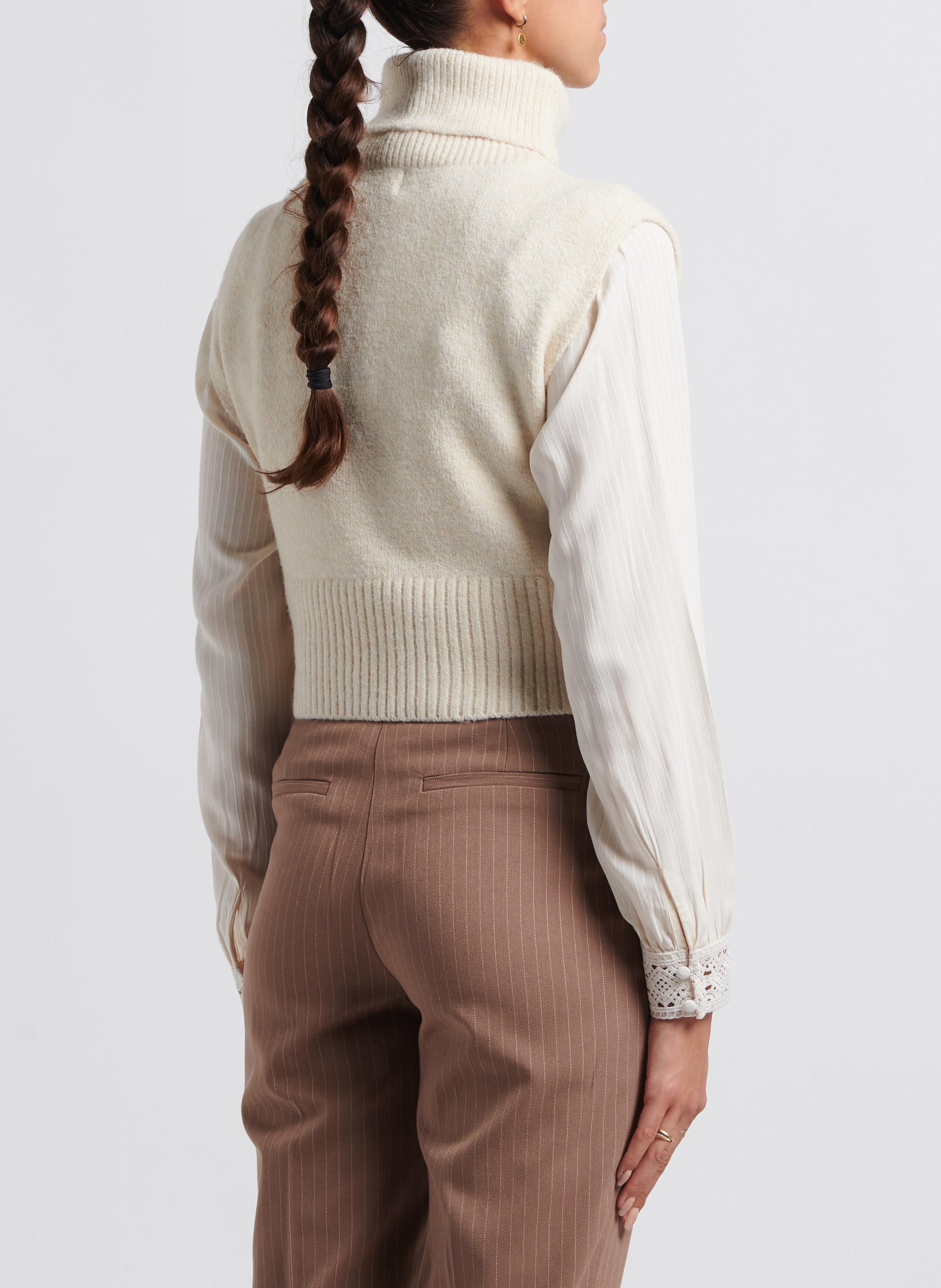 Pull col roulé  VILA Beige
