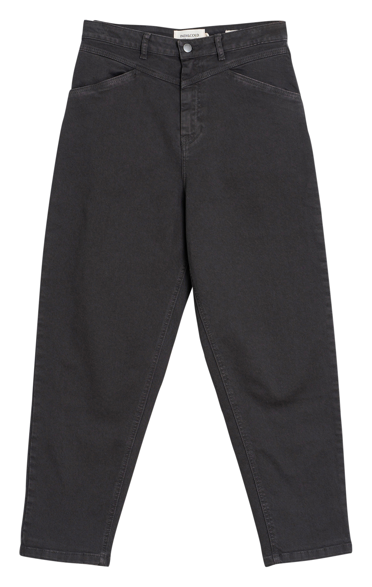 Hoch sitzende Mom-Fit-Jeans in Unifarbe INDI & COLD Grau